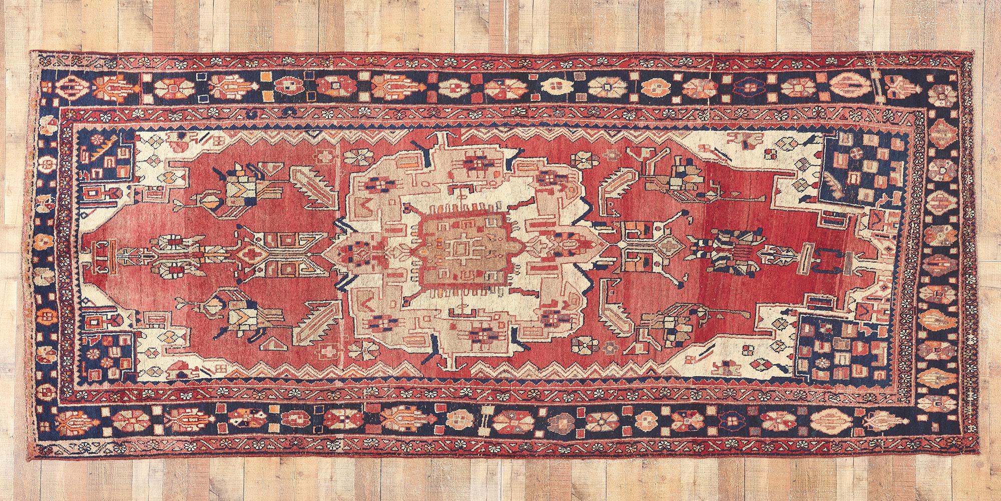 Tappeto persiano d'epoca Mazlaghan Hamadan con stile moderno di metà secolo in vendita 1
