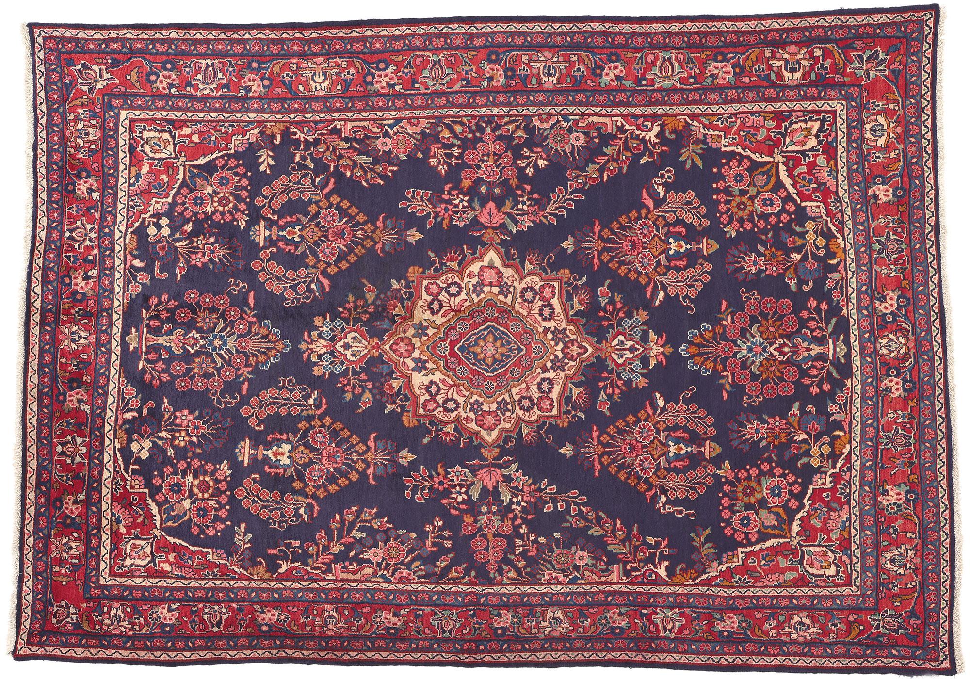 Persischer Mehraban-Teppich im Vintage-Stil, Preppy Formality Meets Patriotic Flair im Angebot 3