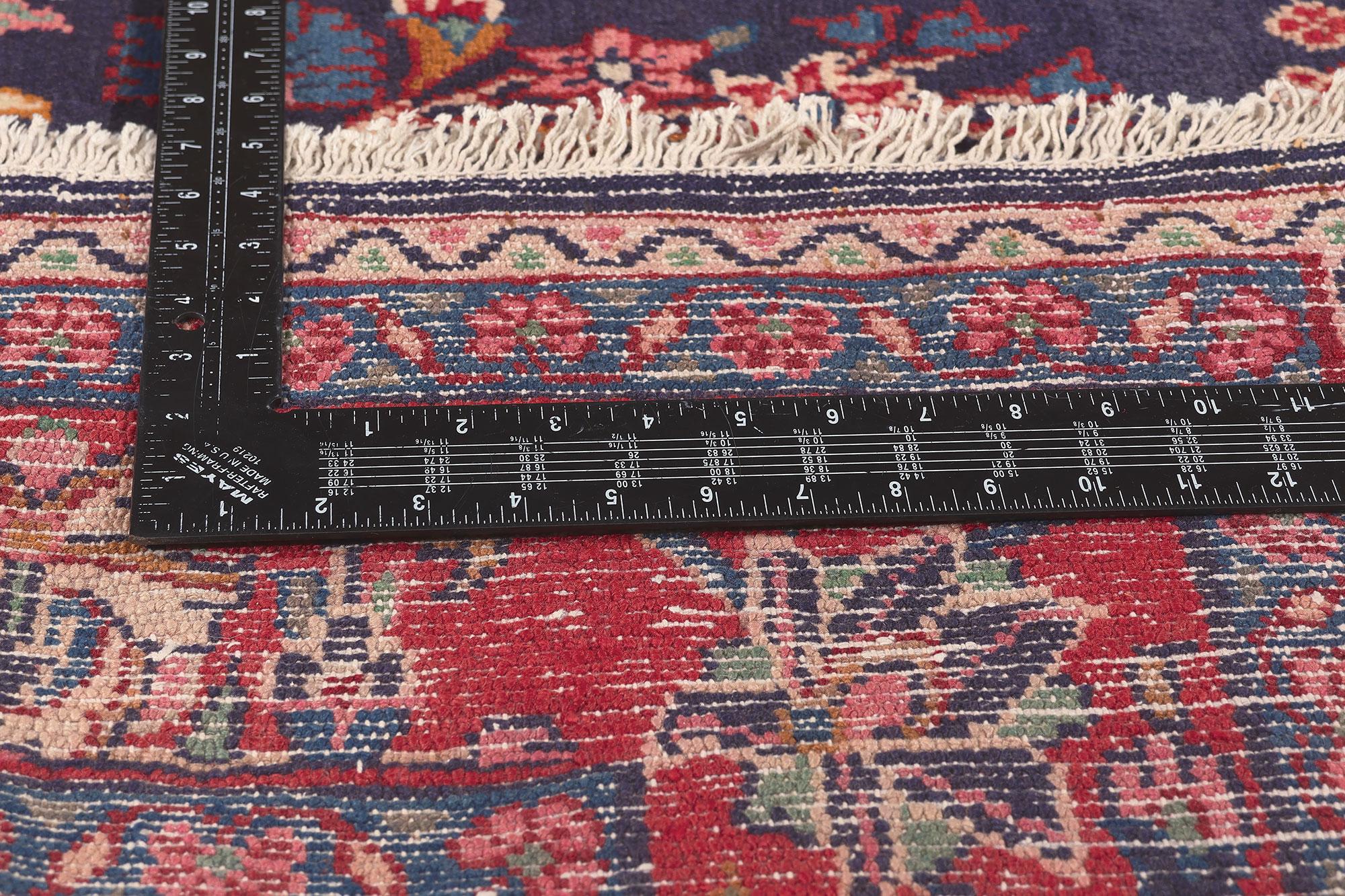 Hand-Knotted Vintage Persian Mehraban Rug, Preppy Formality Meets Patriotic Flair For Sale