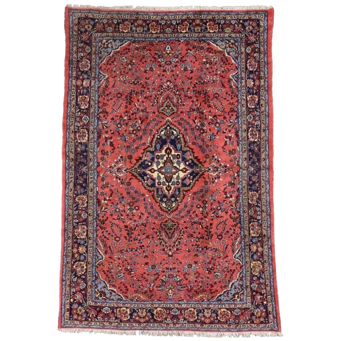 Vintage Persian Mehraban Rug with Traditional Style