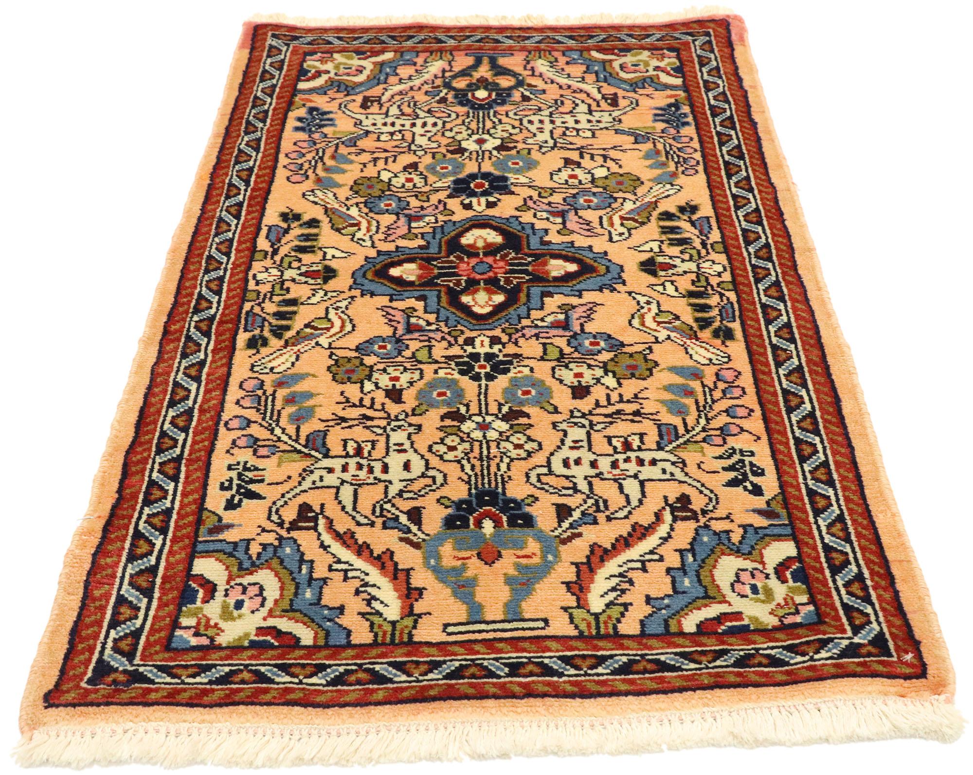 Sarouk Farahan Vintage Persian Mehraban Vase Rug with French Baroque Style For Sale
