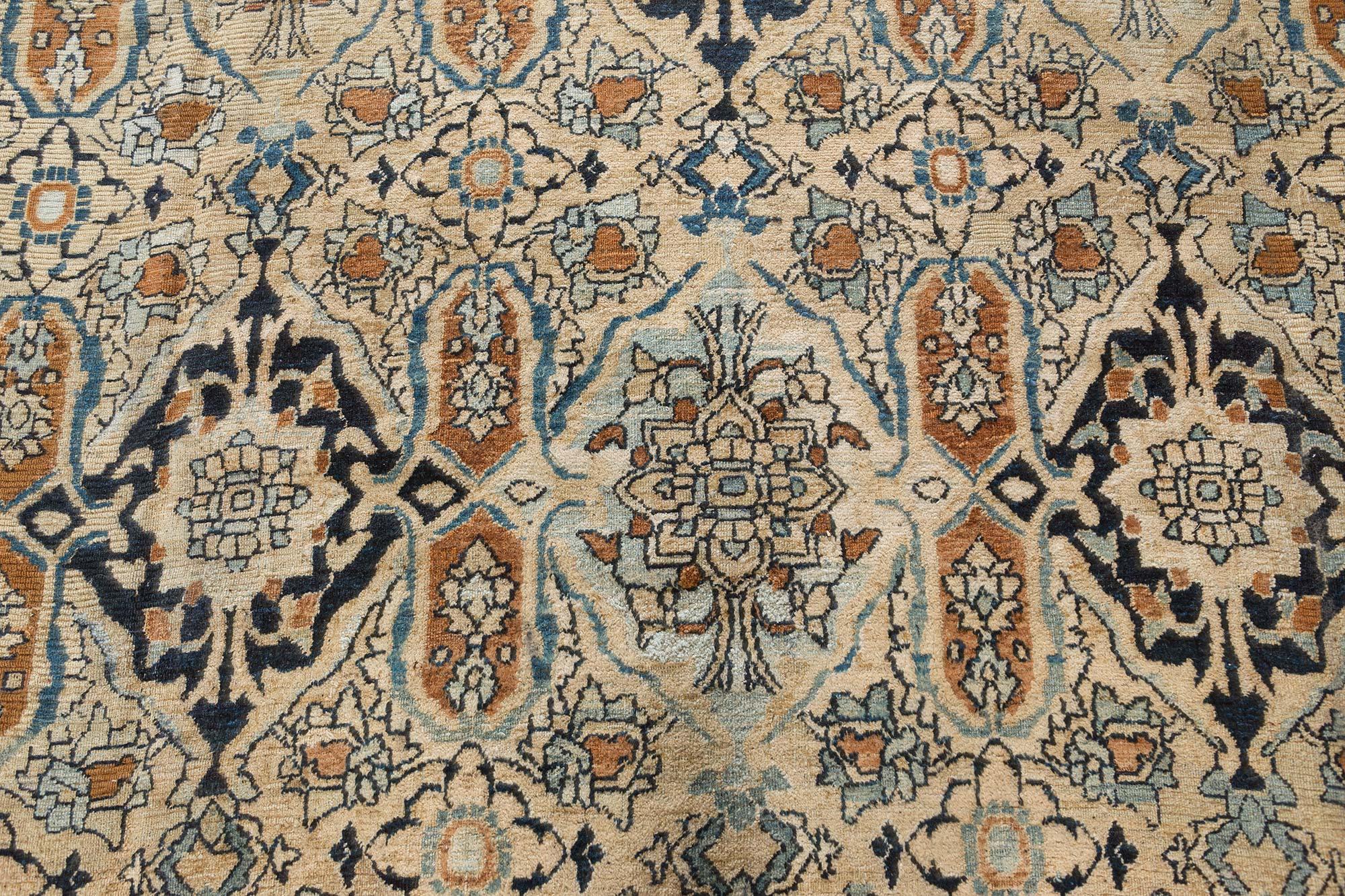 Vintage Persian Meshad Beige handmade wool rug
Size: 11'1