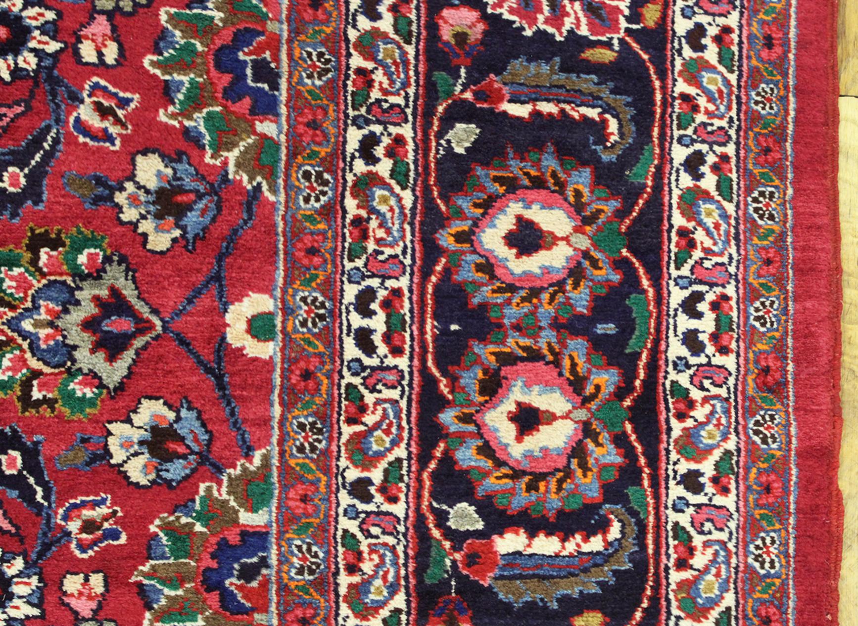 Persischer Meshed Oriental-Teppich in Zimmergröße, mit zentralem Medaillon, Vintage im Angebot 4