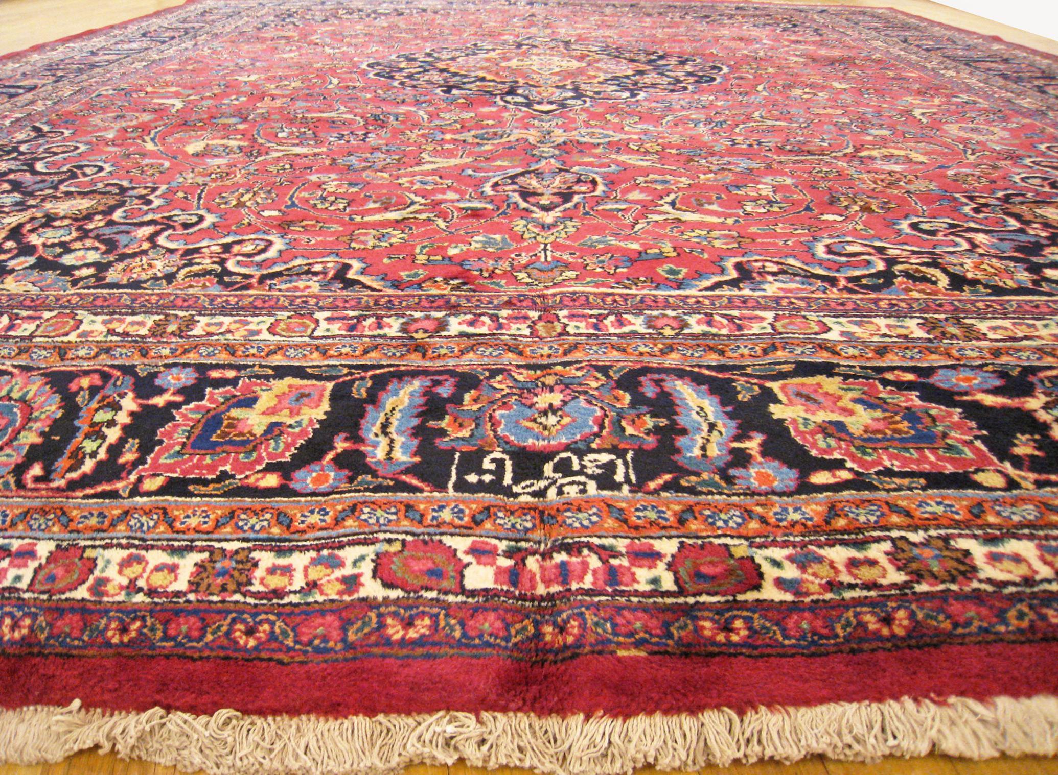 Vintage Persian Meshed Oriental Rug, in Room size, w/ Central Medallion For Sale 4