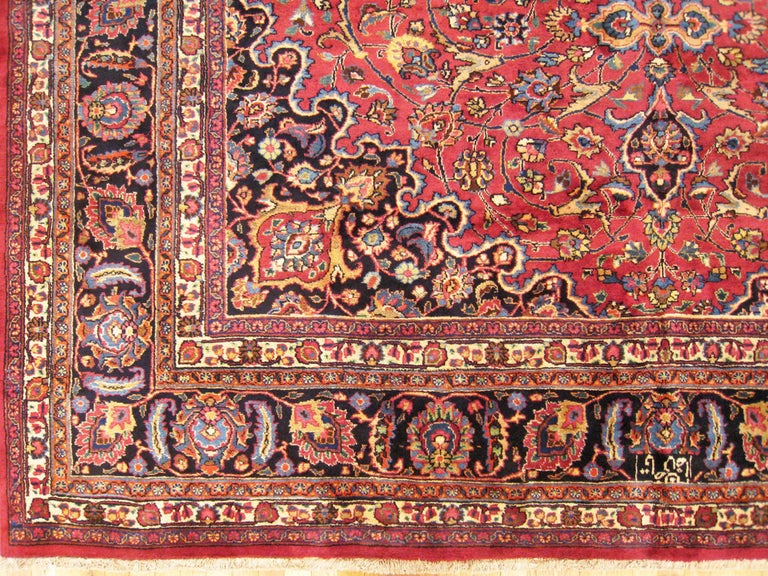 Vintage Persian Meshed Oriental Rug, in Room size, w/ Central Medallion ...