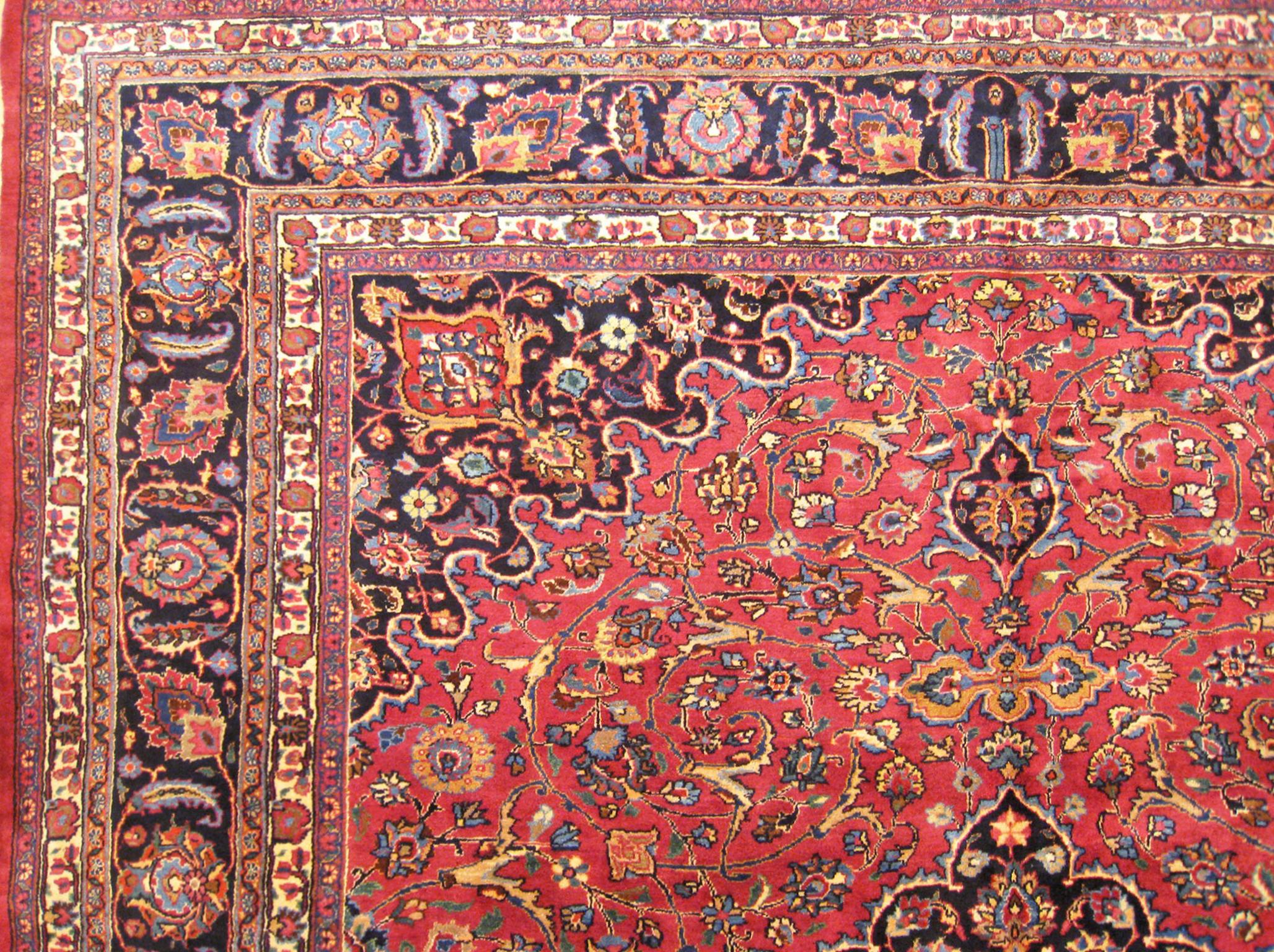Vintage Persian Meshed Oriental Rug, in Room size, w/ Central Medallion For Sale 1