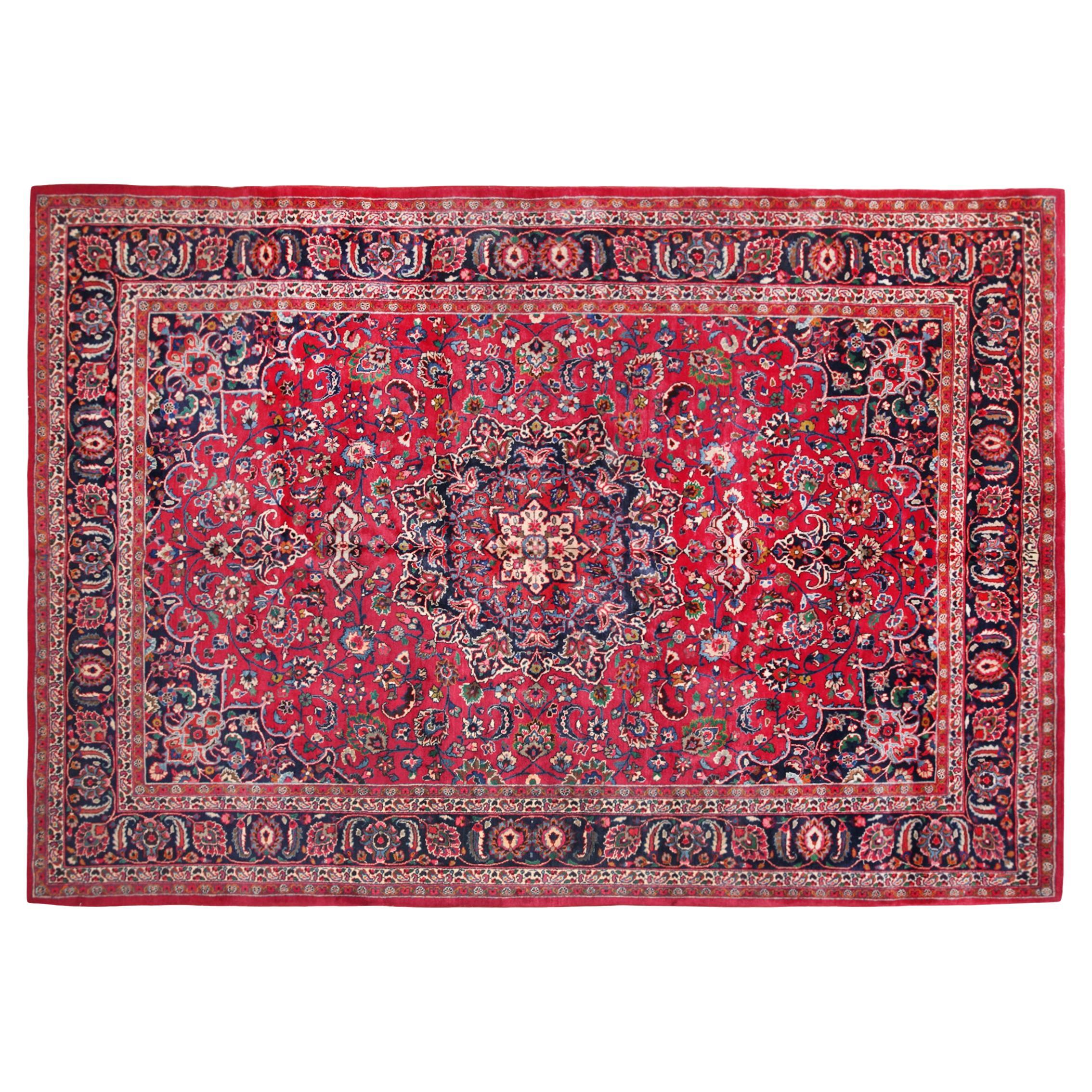 Persischer Meshed Oriental-Teppich in Zimmergröße, mit zentralem Medaillon, Vintage