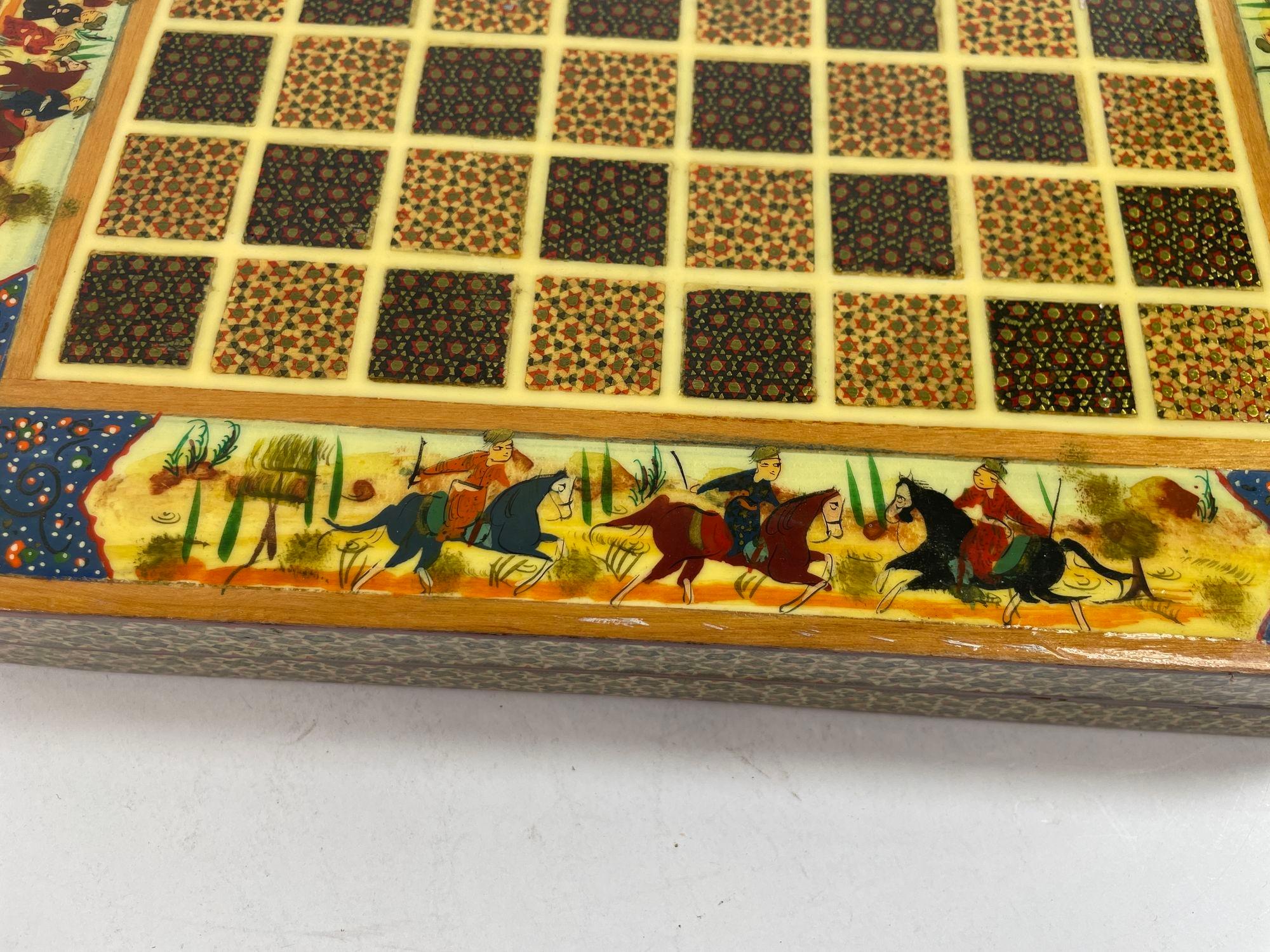 Vintage Persian Micro Mosaic Chess Game Box For Sale 4
