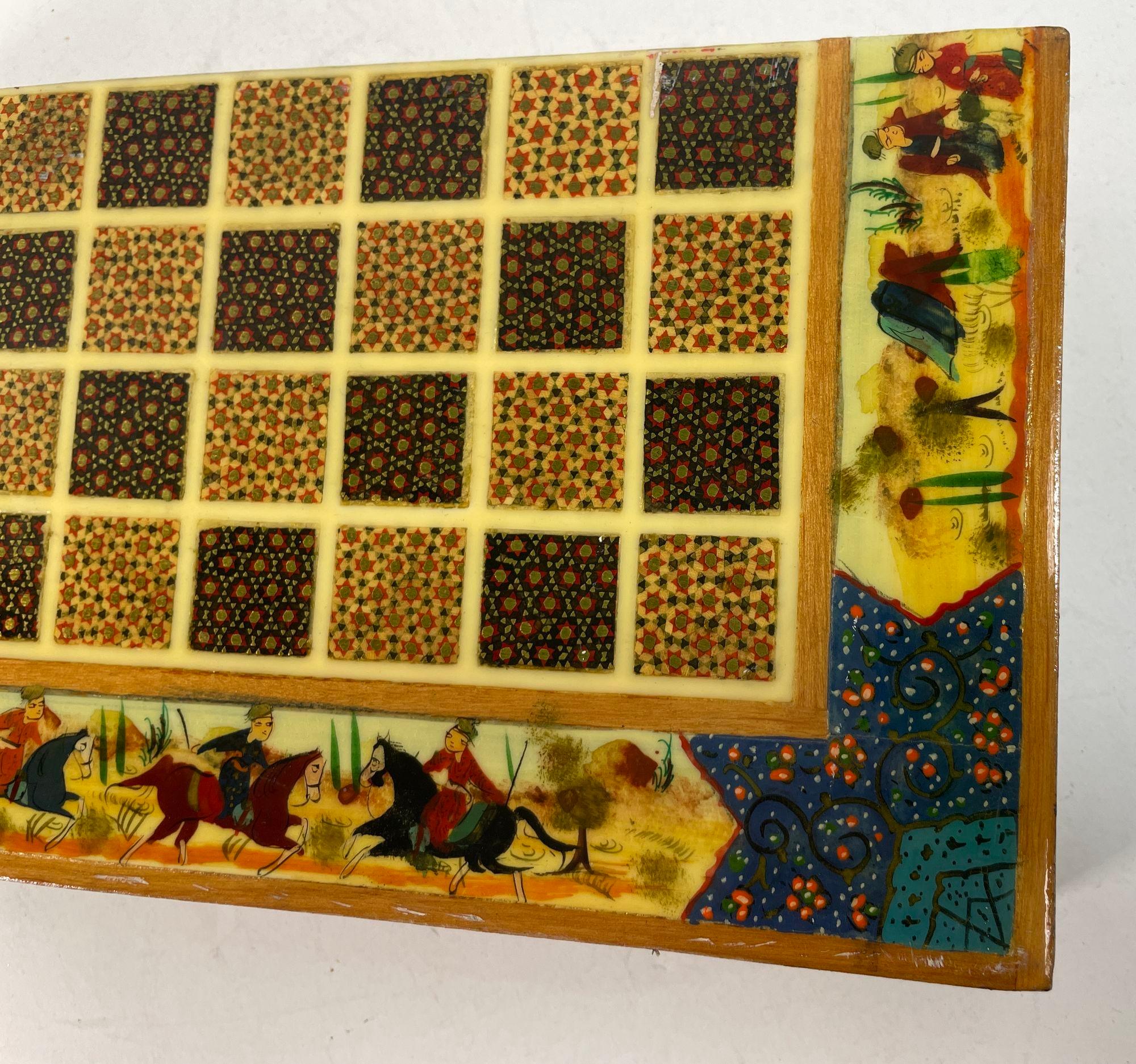 Vintage Persian Micro Mosaic Schachspiel Box im Angebot 6