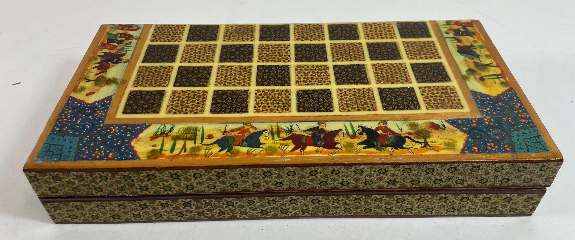 Vintage Persian Micro Mosaic Schachspiel Box im Angebot 8