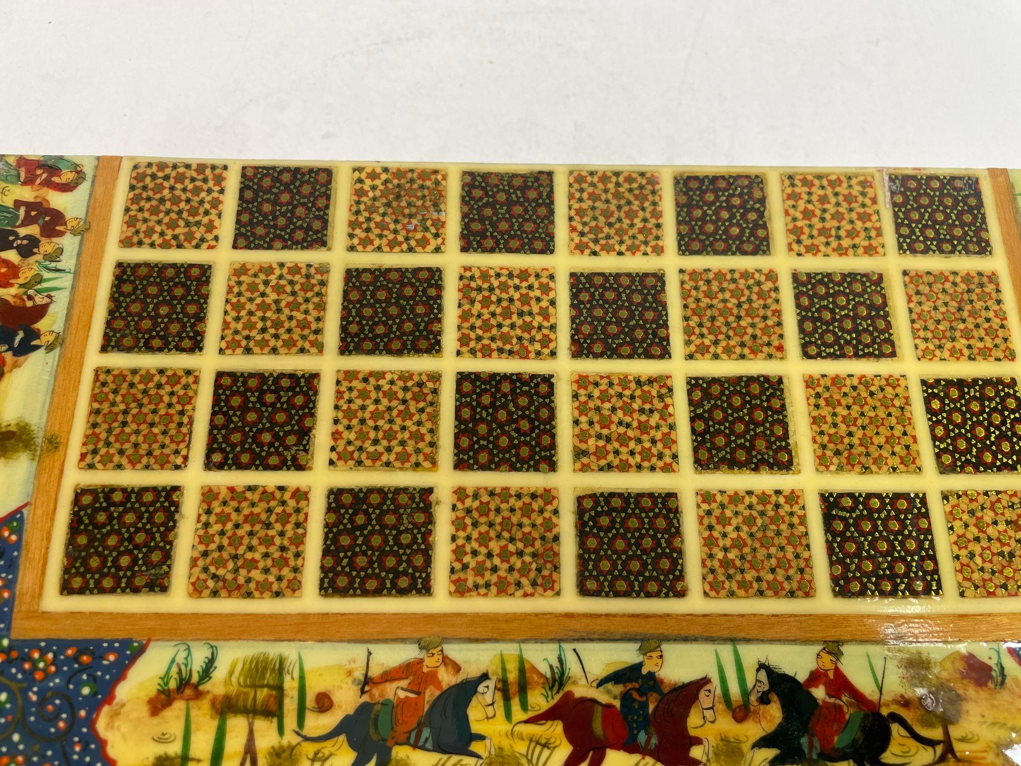 Vintage Persian Micro Mosaic Chess Game Box For Sale 8