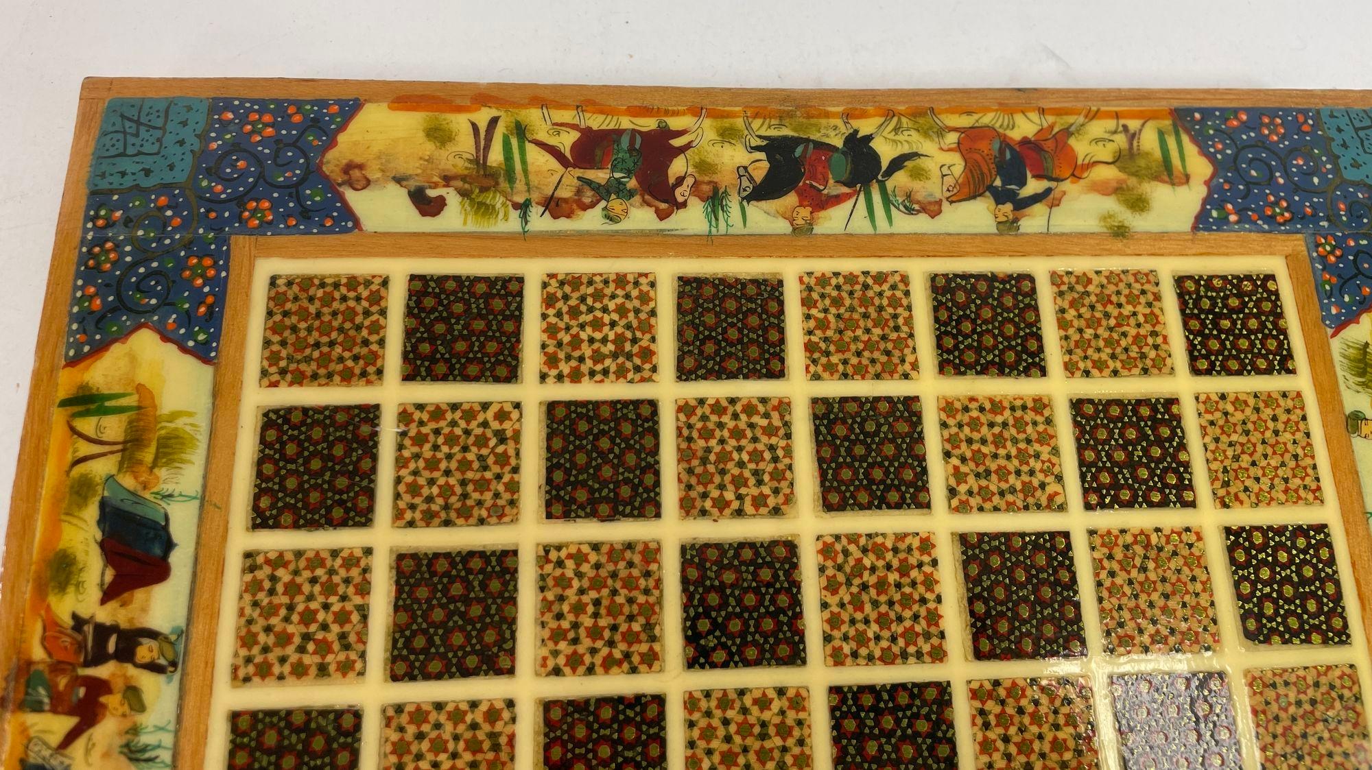 Vintage Persian Micro Mosaic Chess Game Box In Good Condition For Sale In North Hollywood, CA