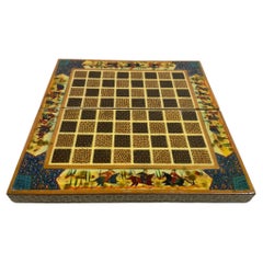 Boîte de jeu d'échecs persane vintage en micro-mosaïque