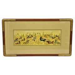 Vintage Persian Miniature Framed Hand Painted Polo Players & Horses on Bone Vintage Persian Miniature Framed Hand Painted Polo Players & Horses on Bone