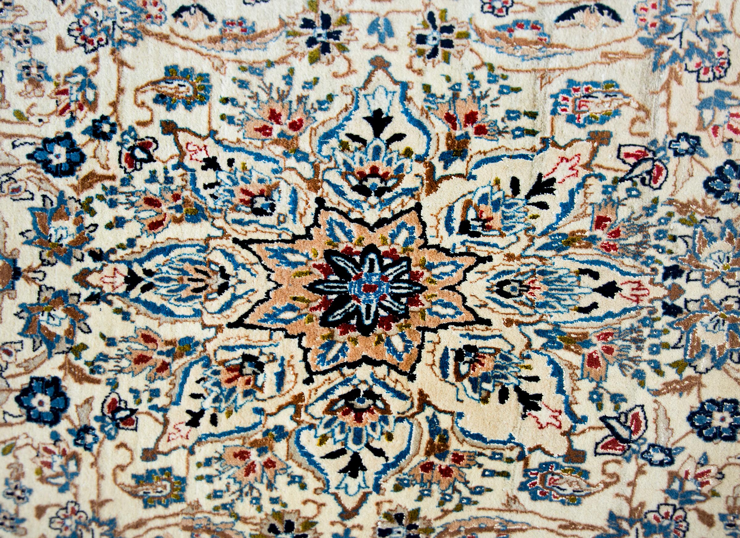 20th Century Vintage Persian Naein Rug For Sale