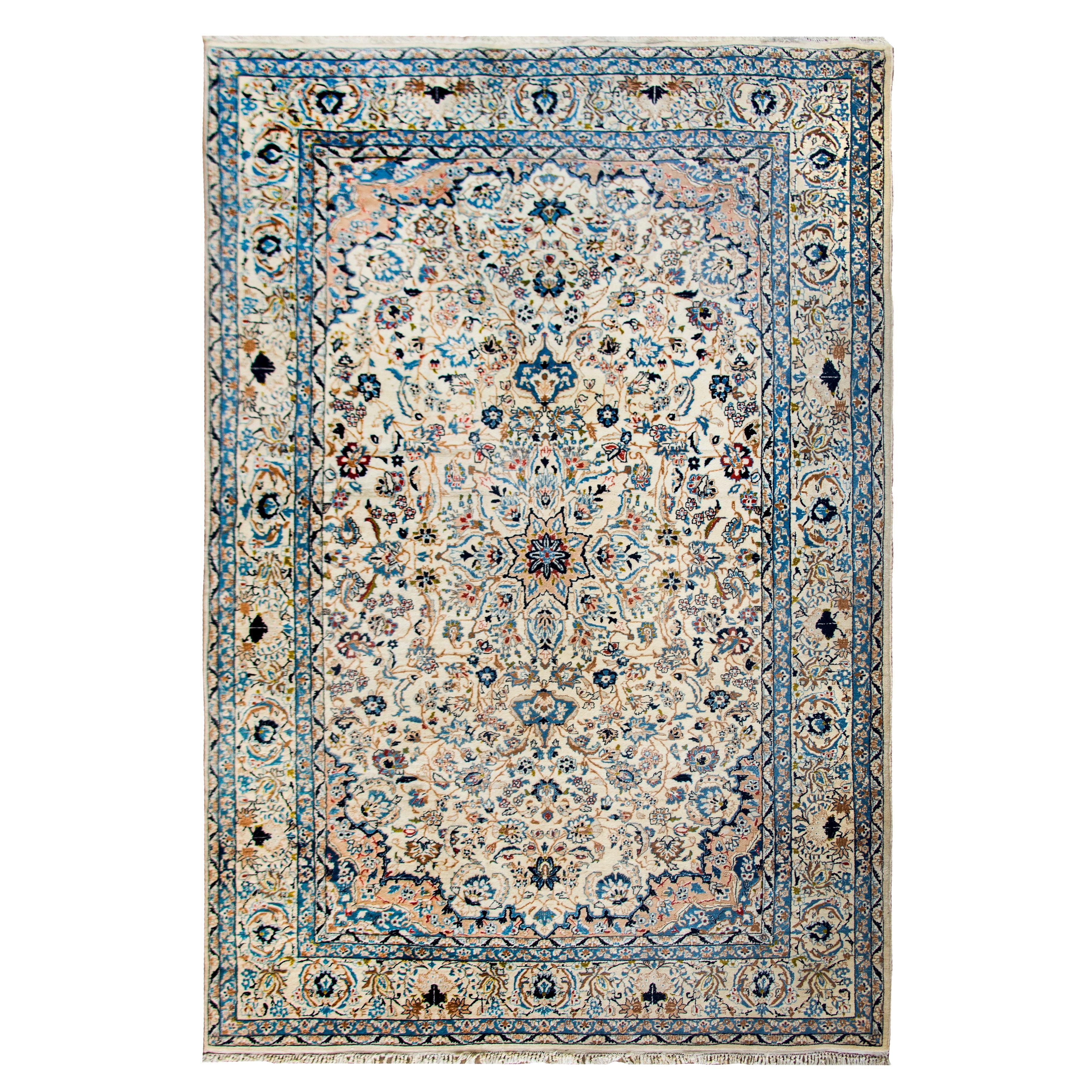 Vintage Persian Naein Rug For Sale