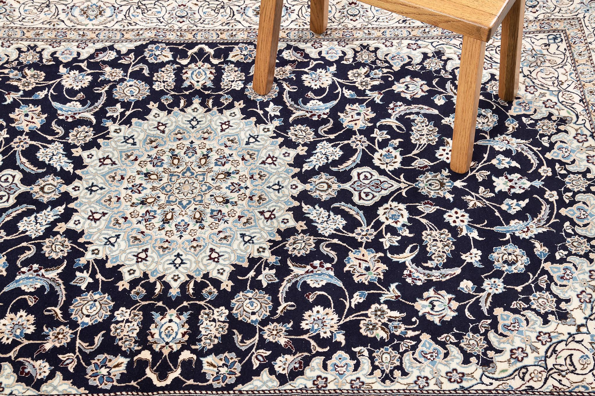 Hand-Knotted Vintage Persian Nain 53725 For Sale