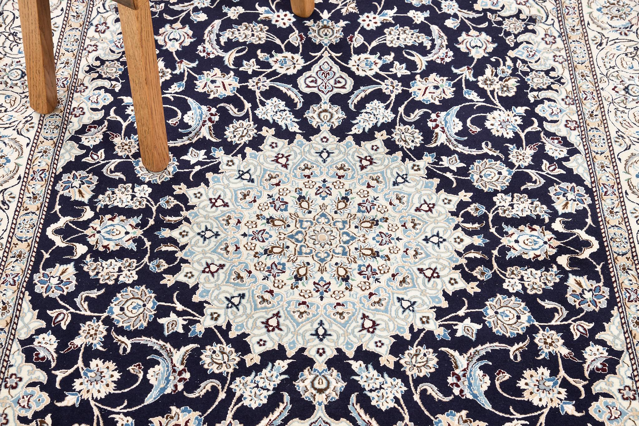 Wool Vintage Persian Nain 53725 For Sale