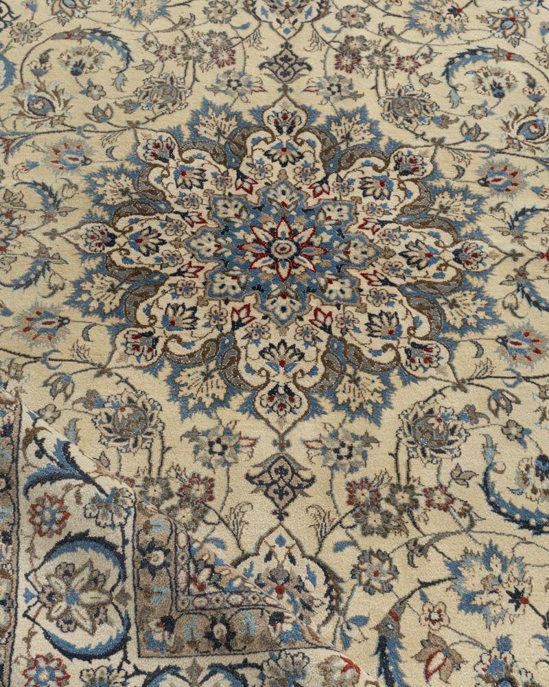 Vintage Persian Nain Area Rug 5'3 x 8'11 In Good Condition For Sale In New York, NY