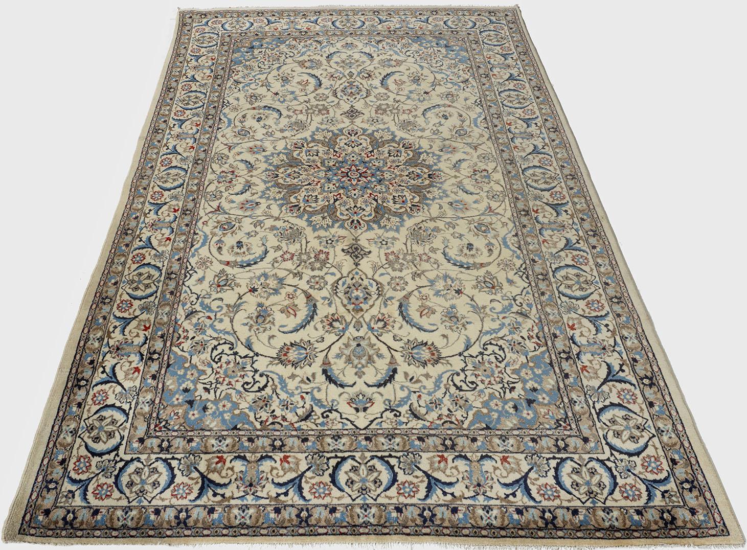 Wool Vintage Persian Nain Area Rug 5'3 x 8'11 For Sale