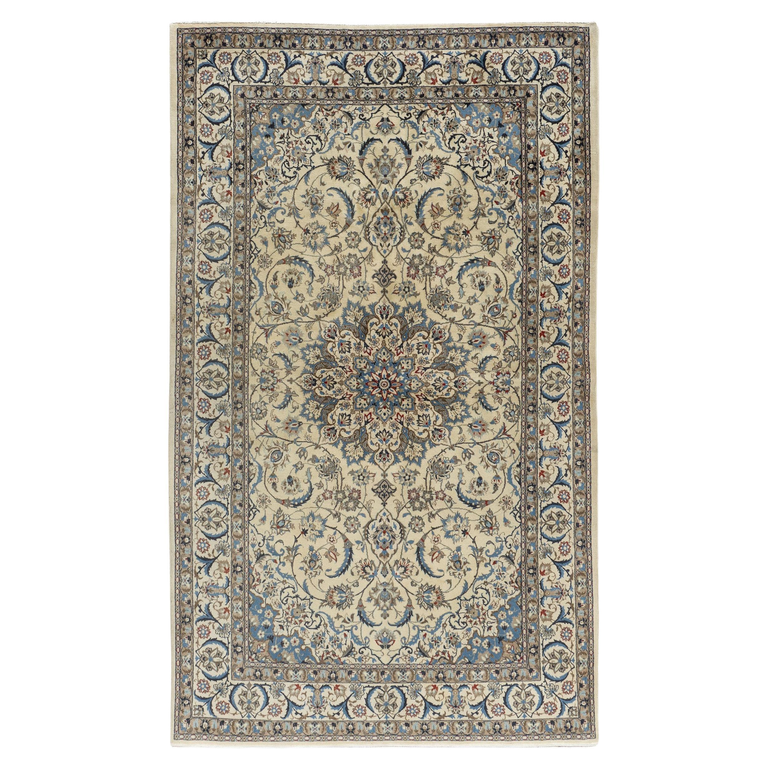 Persischer Nain-Teppich im Vintage-Stil 2,43 m x 3,11 m