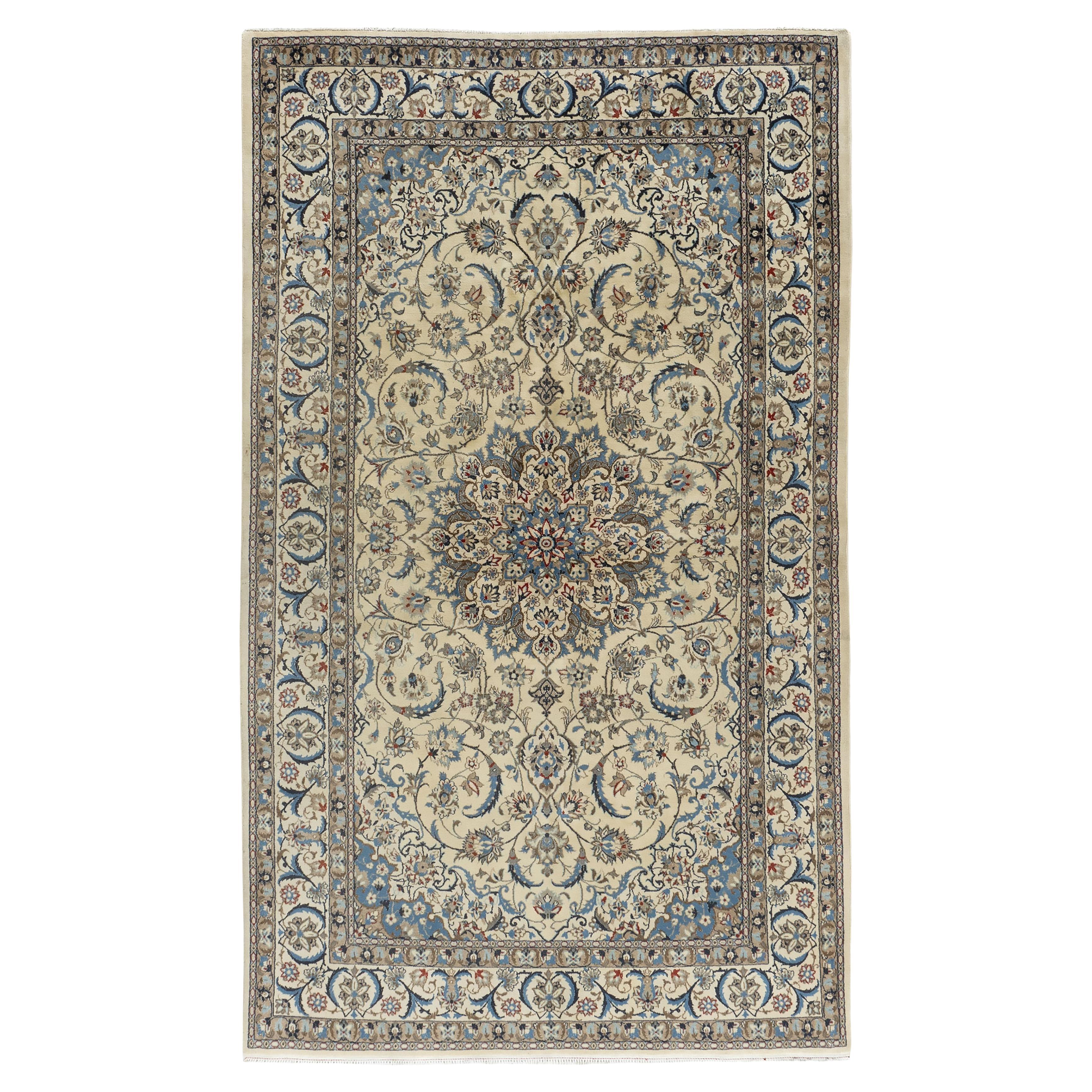 Vintage Persian Nain Area Rug 5'3 x 8'11