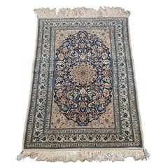 Vintage Persian Nain Oriental Rug, Finely Woven, circa 1950 Vintage Persian Nain Oriental Rug, Finely Woven, circa 1950