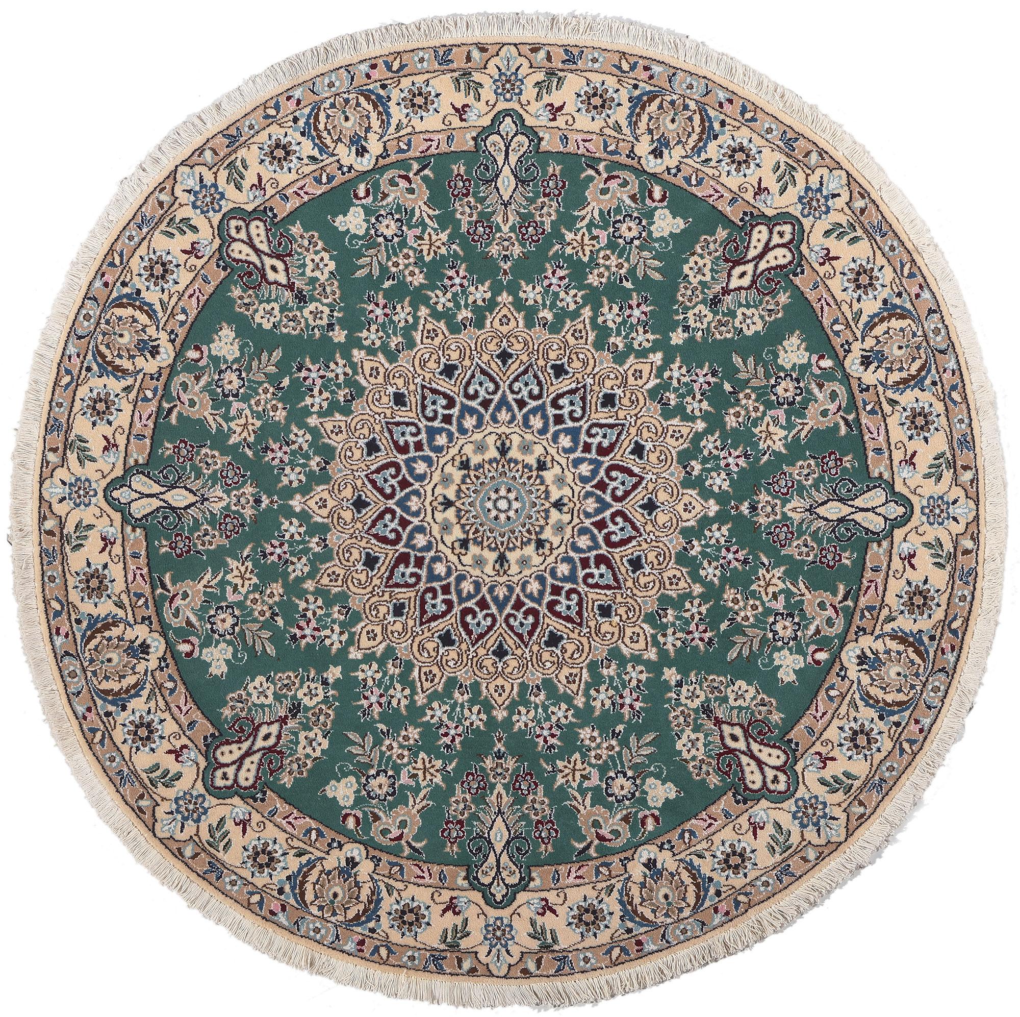 Vintage Persian Nain Round Area Rug, Stately Decadence Meets Timeless Style For Sale 3