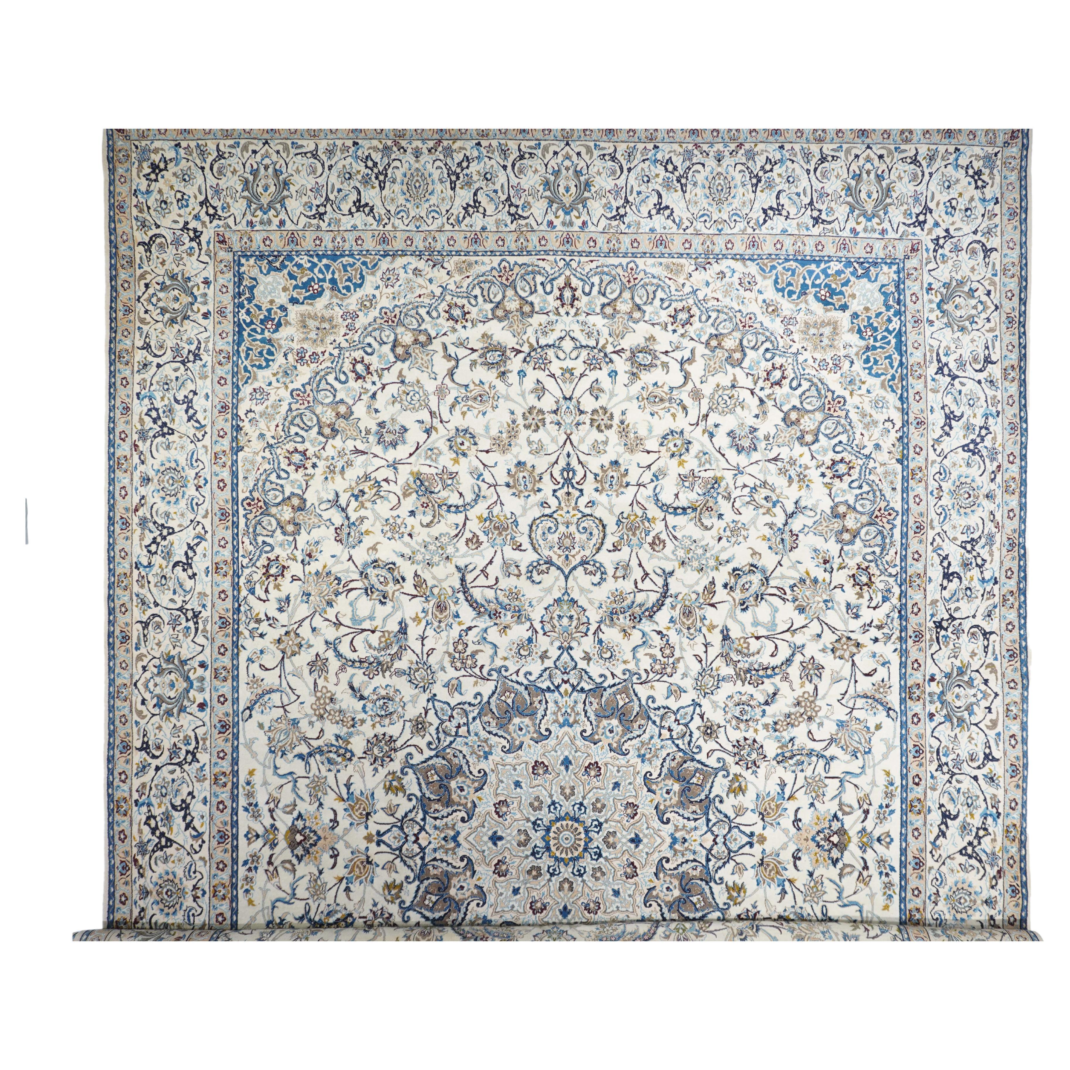 Vintage Persian Nain Rug 12'9" x 20’2” For Sale