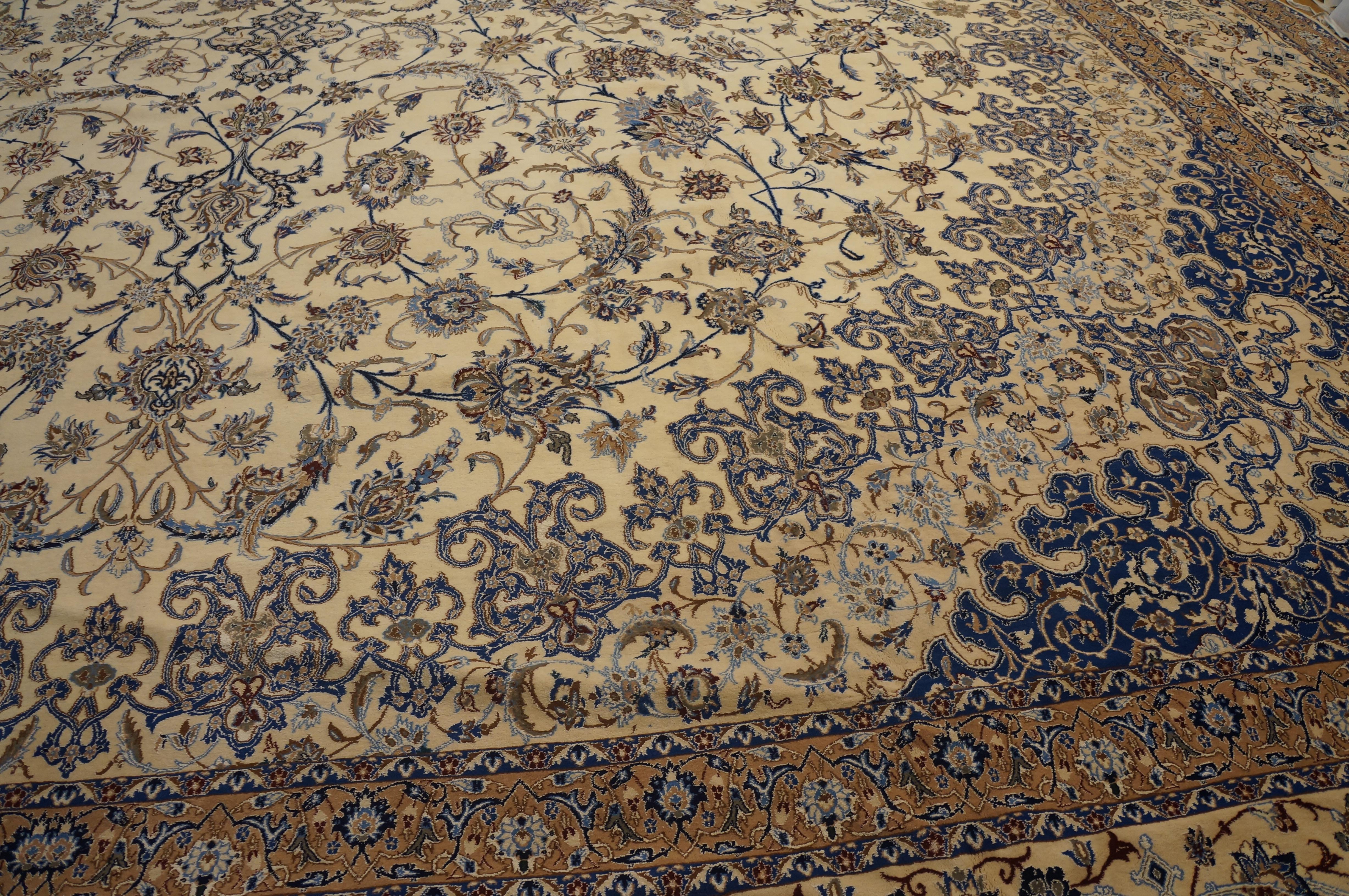 Silk Mid 20th Century Persian Nain Carpet ( 19' 6