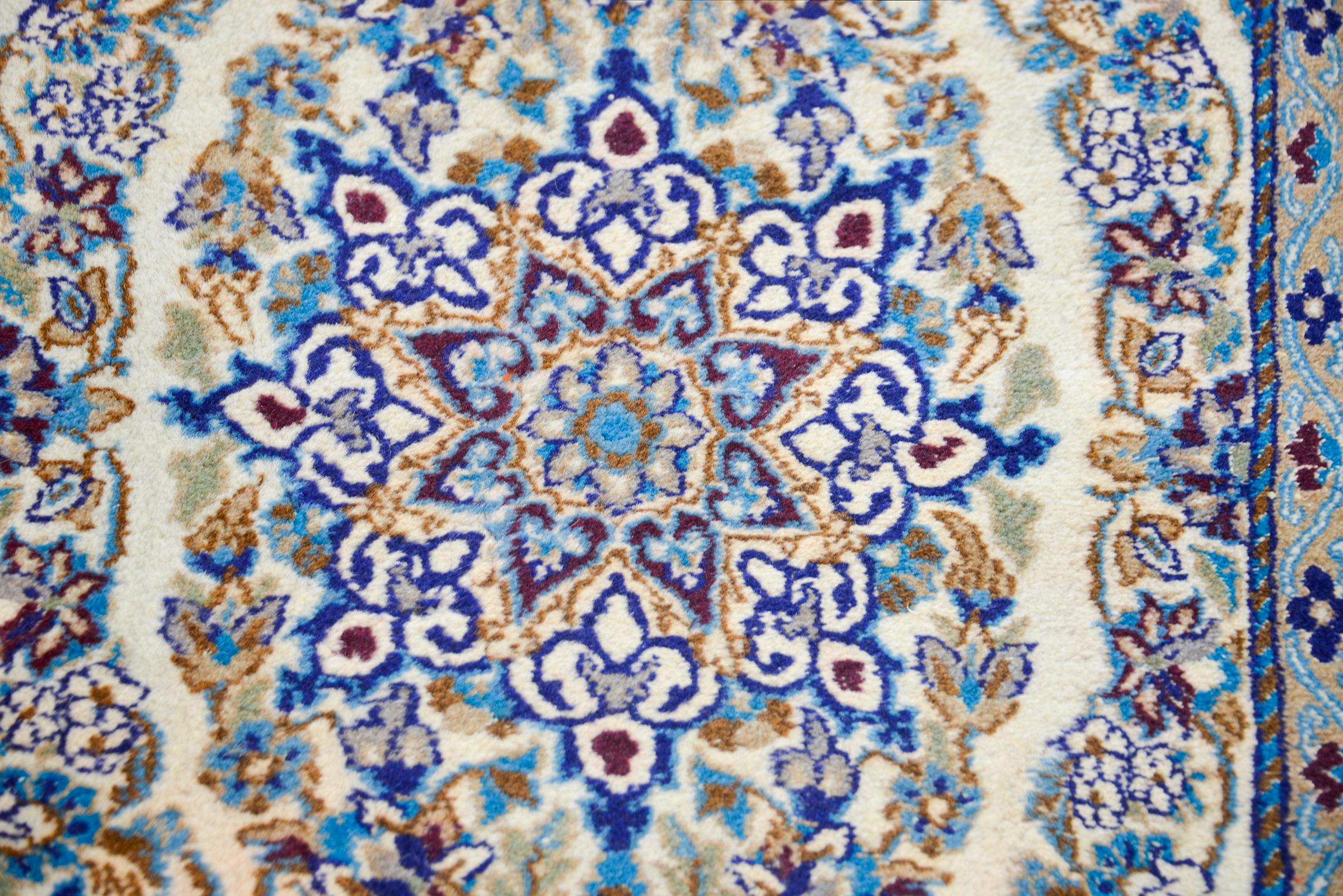 Hand-Knotted Vintage Persian Nain Rug