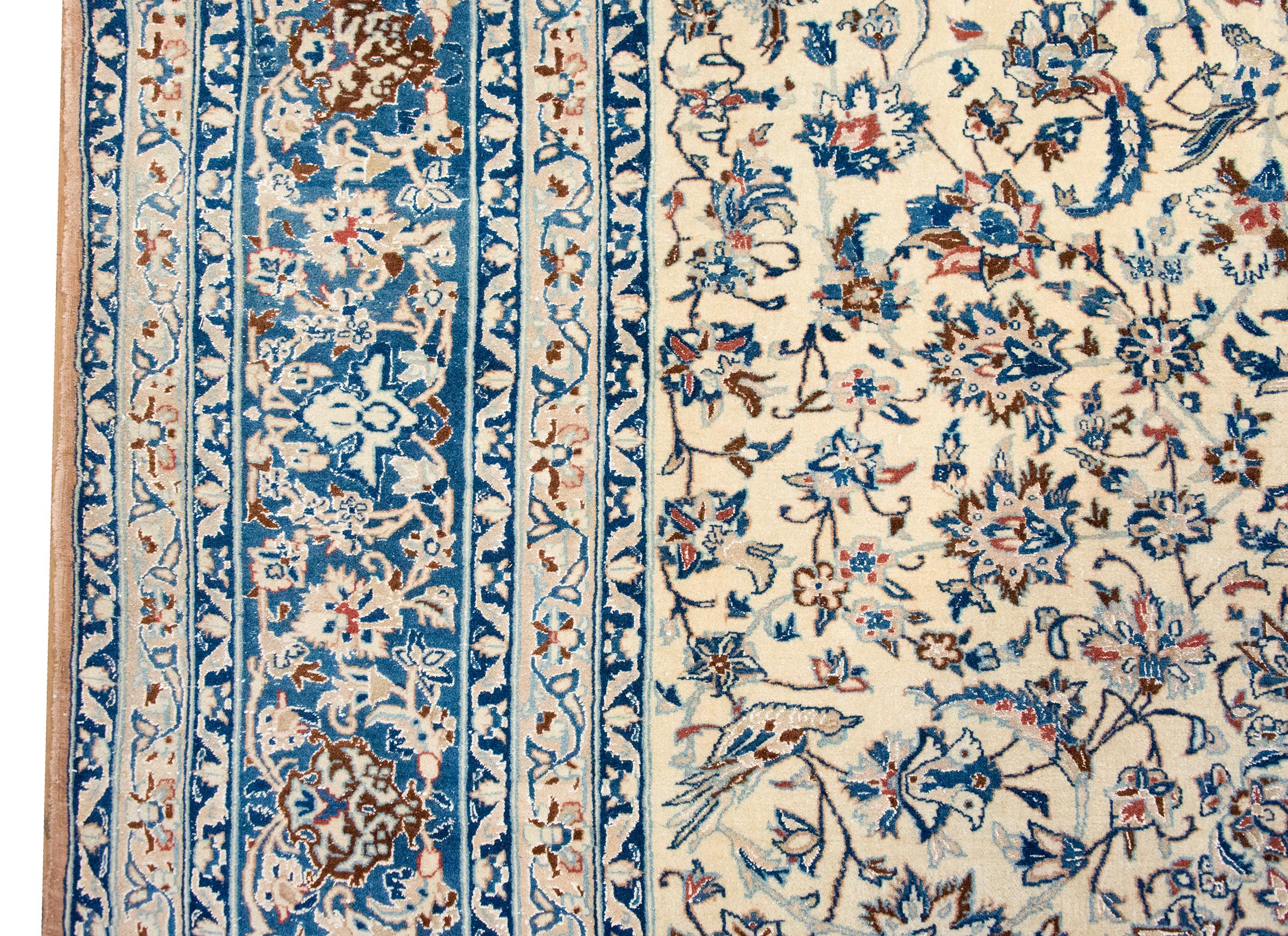 Wool Vintage Persian Nain Rug For Sale