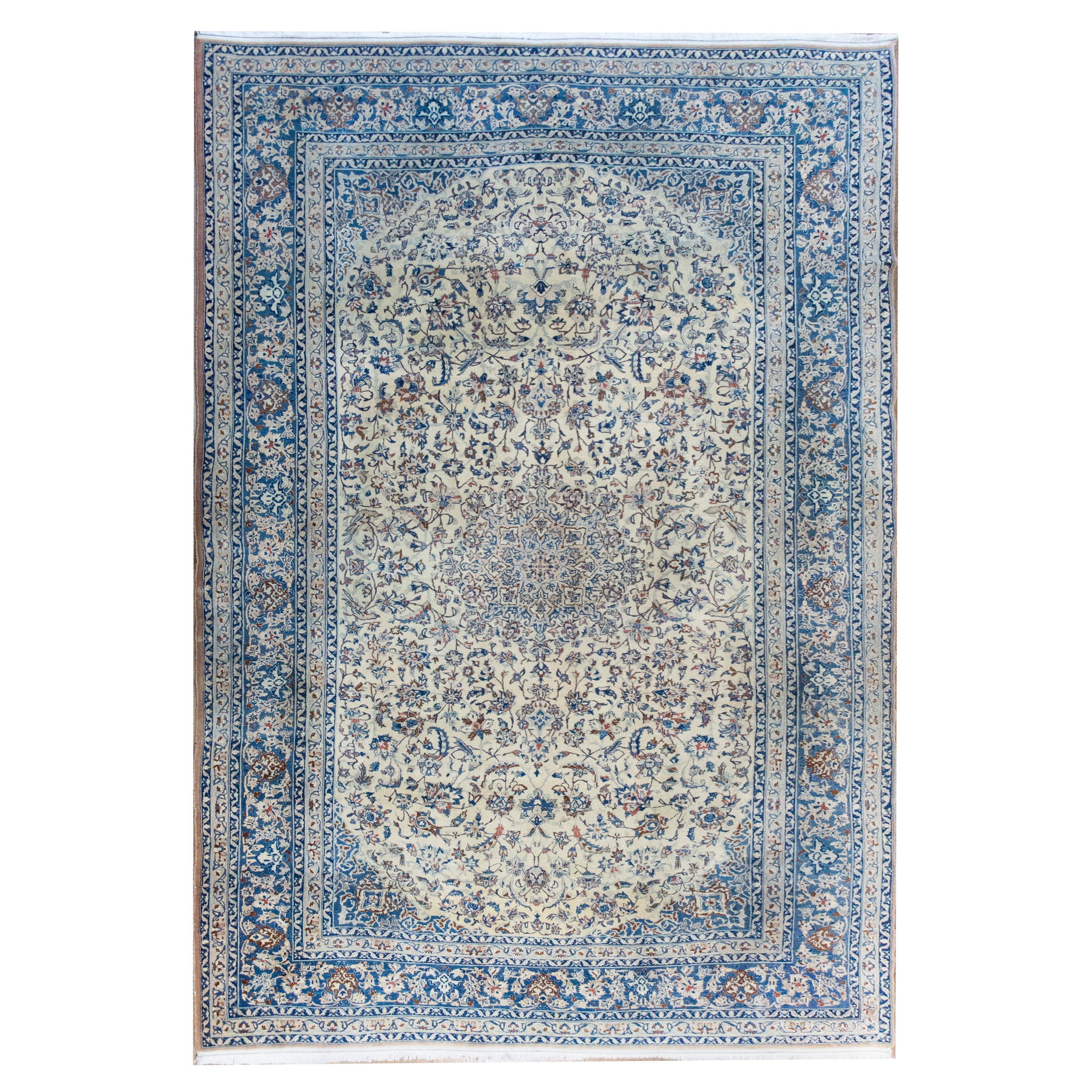 Vintage Persian Nain Rug