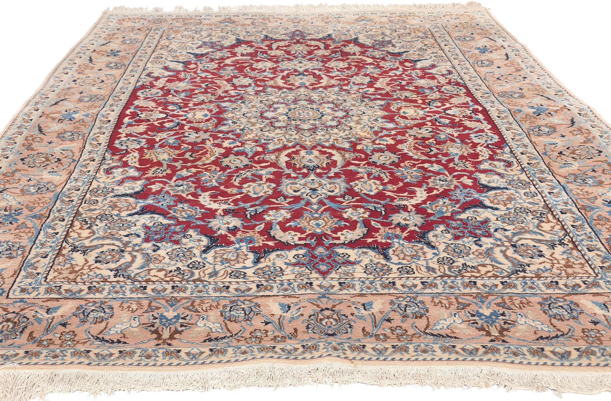 Kirman Vintage Persian Nain Rug, Stately Decadence Meets Timeless Style For Sale