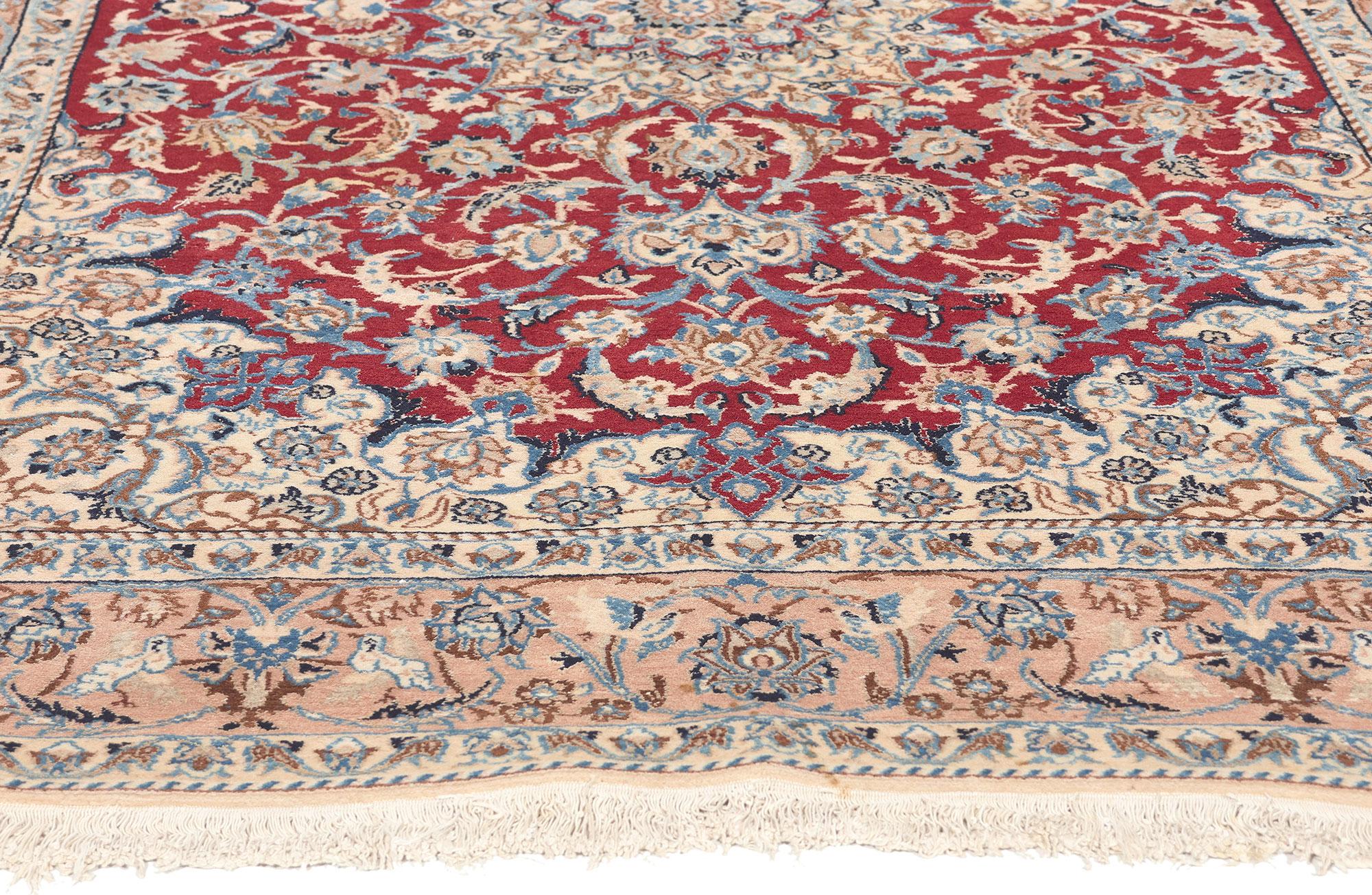 Hand-Knotted Vintage Persian Nain Rug, Stately Decadence Meets Timeless Style For Sale