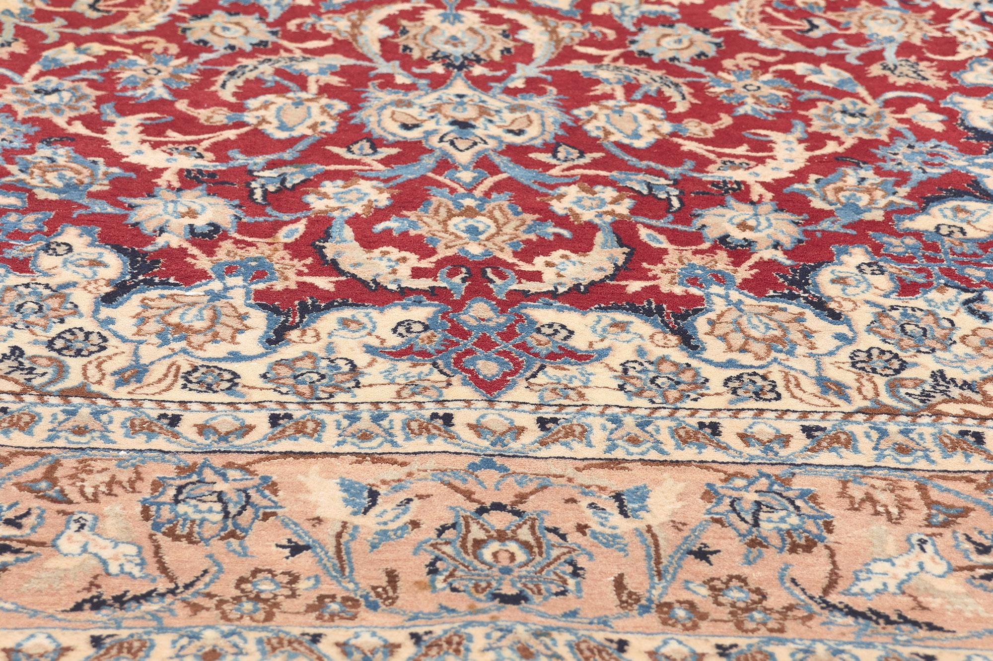 Vintage Persian Nain Rug, Stately Decadence Meets Timeless Style In Good Condition For Sale In Dallas, TX