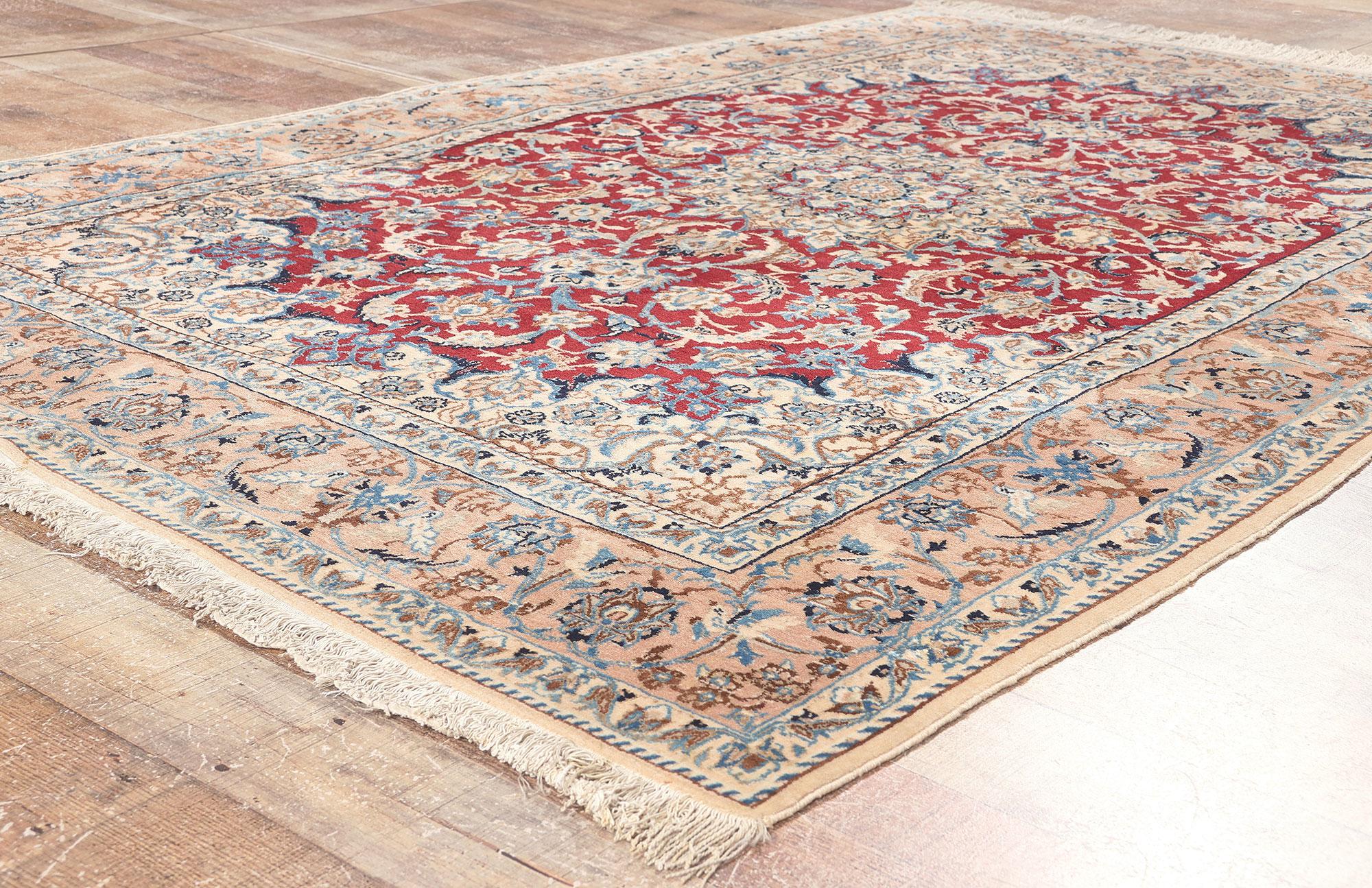 Wool Vintage Persian Nain Rug, Stately Decadence Meets Timeless Style For Sale