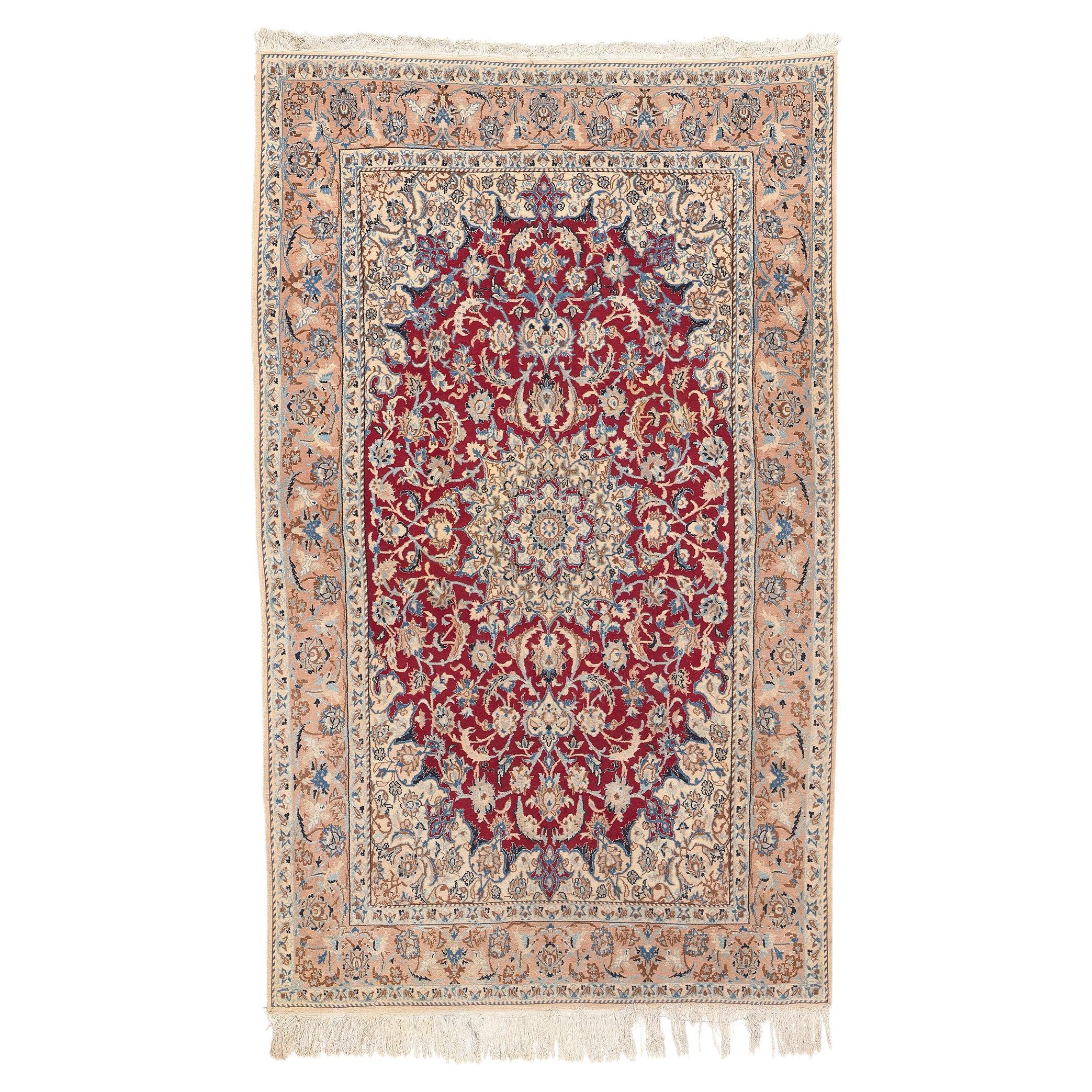 Vintage Persian Nain Rug, Stately Decadence Meets Timeless Style For Sale