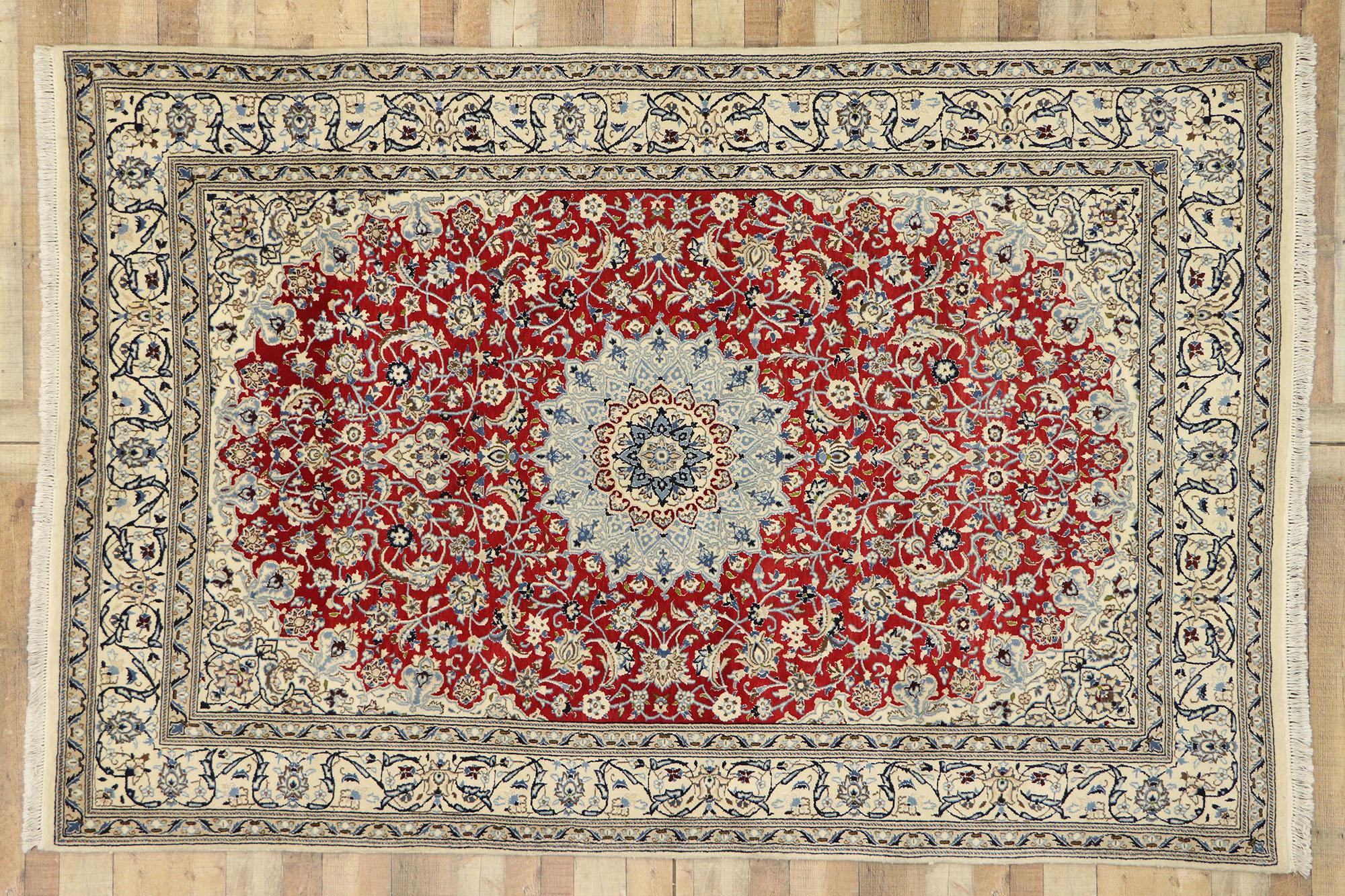 Vintage Persian Nain Rug with Arabesque Art Nouveau Style For Sale 3
