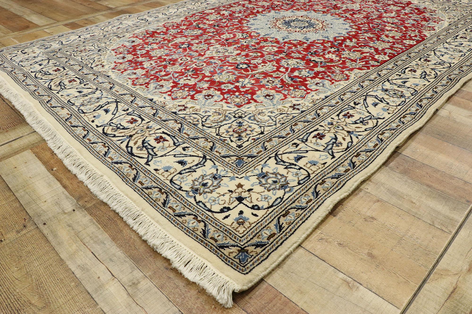 20th Century Vintage Persian Nain Rug with Arabesque Art Nouveau Style For Sale