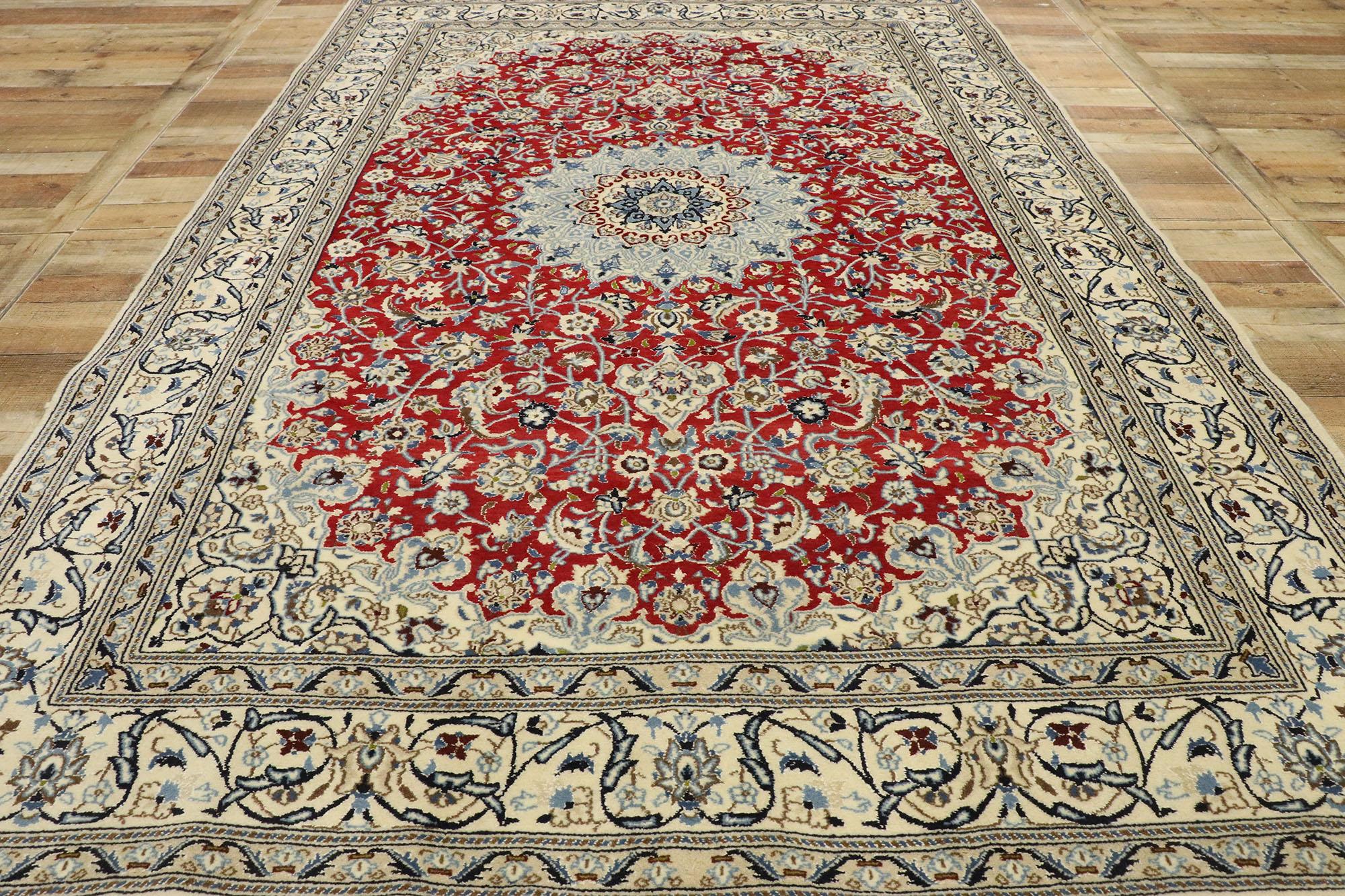 Vintage Persian Nain Rug with Arabesque Art Nouveau Style For Sale 1