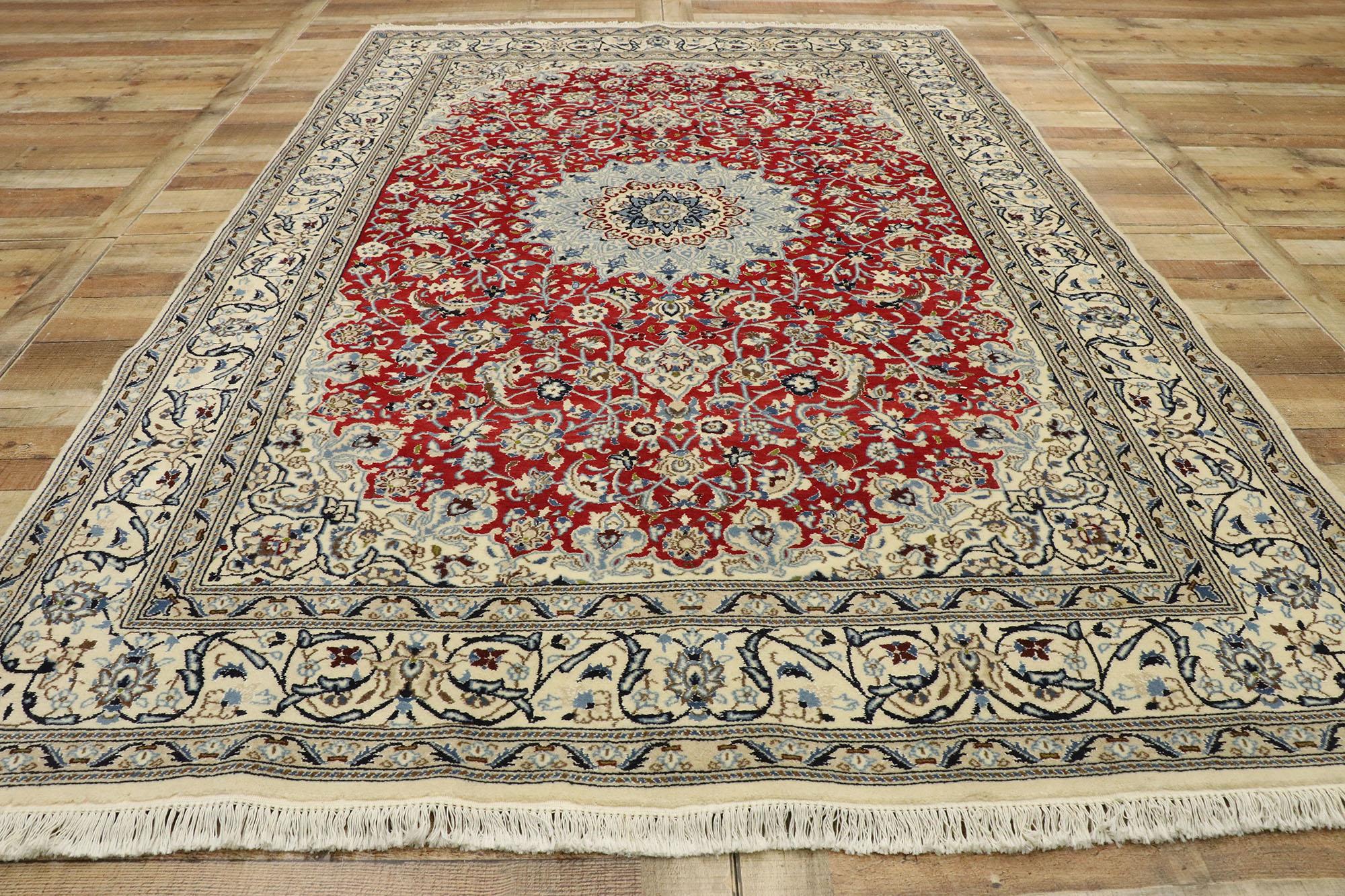 Vintage Persian Nain Rug with Arabesque Art Nouveau Style For Sale 2