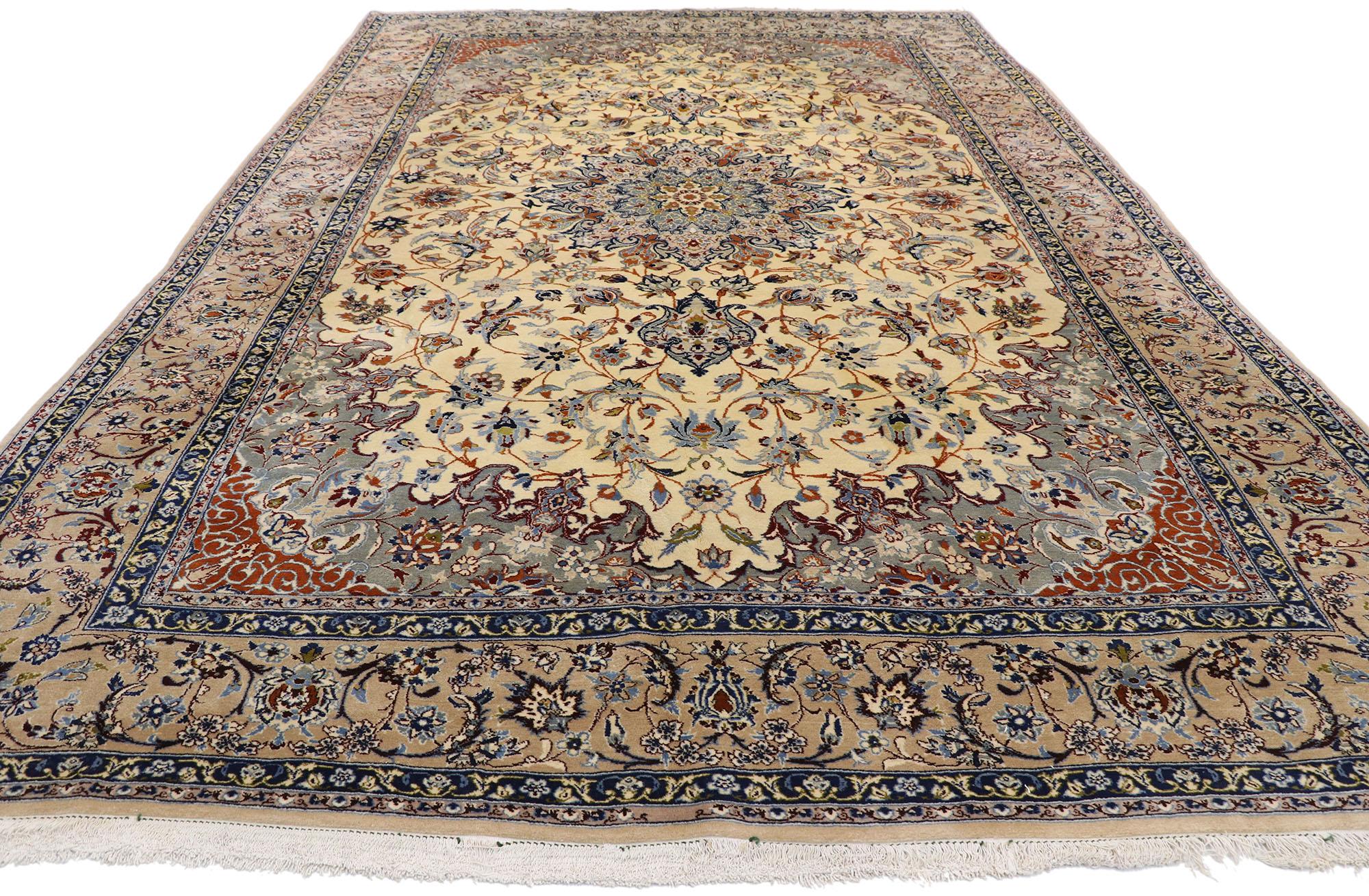 Persischer Nain-Teppich im Jugendstil im Rokoko-Stil, Vintage (Tabriz) im Angebot