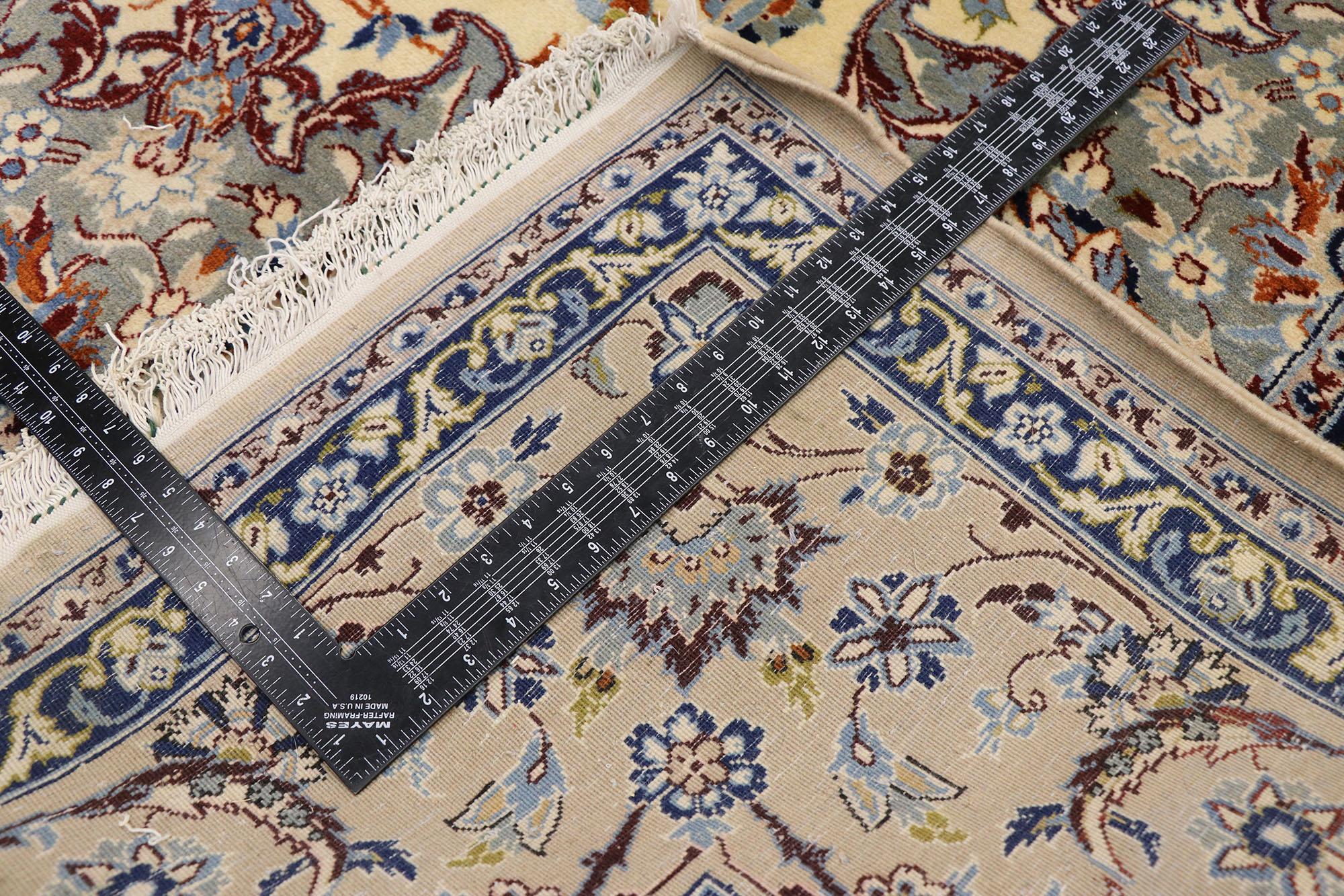 Persischer Nain-Teppich im Jugendstil im Rokoko-Stil, Vintage im Zustand „Gut“ im Angebot in Dallas, TX