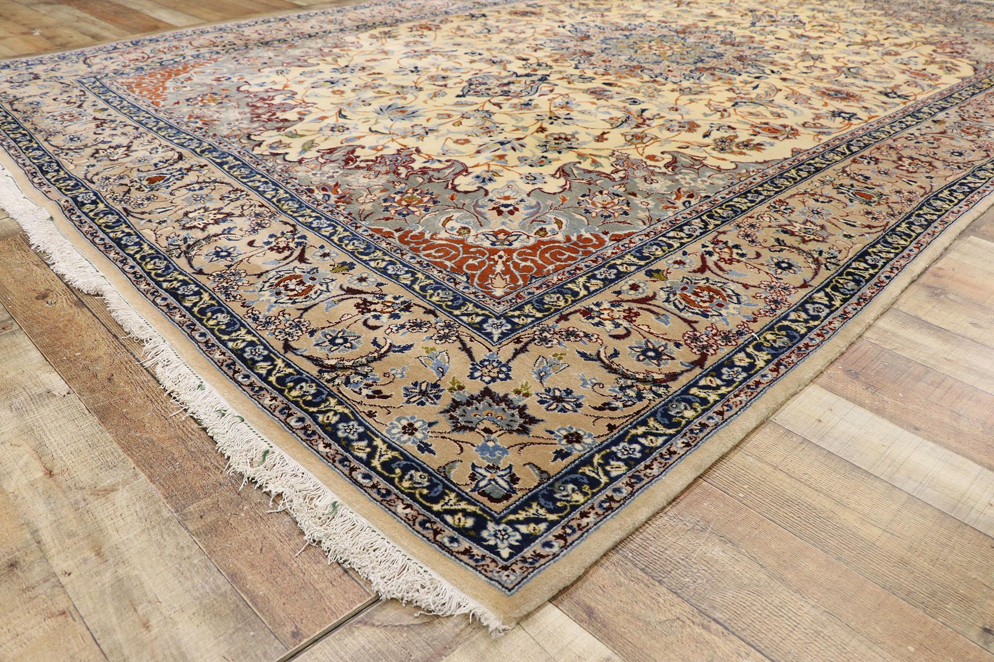 20th Century Vintage Persian Nain Rug with Art Nouveau Rococo Style For Sale