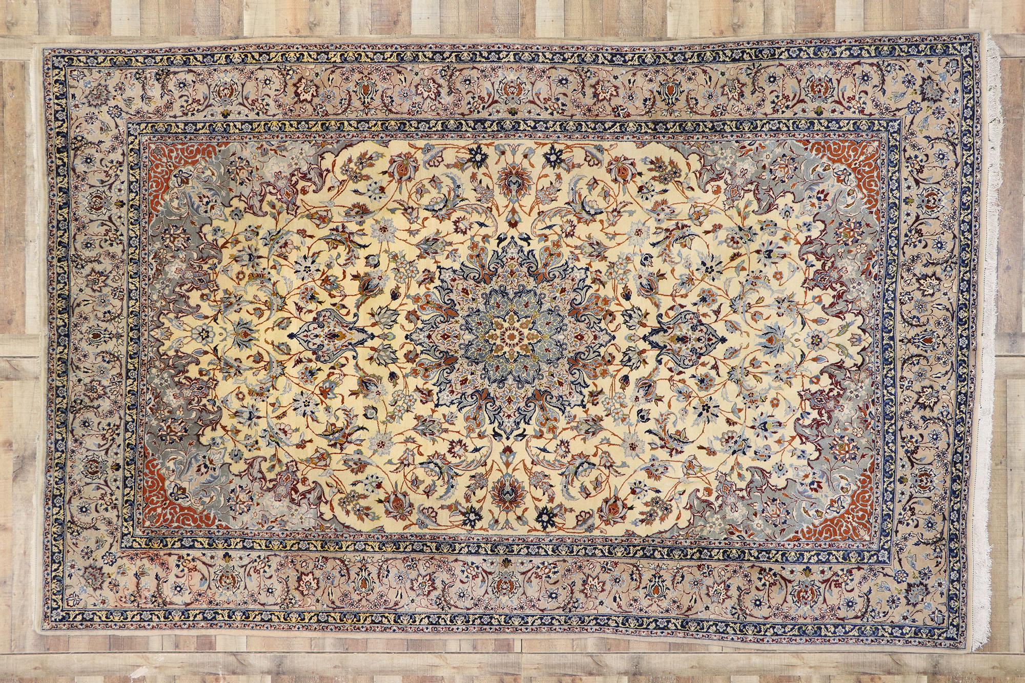 Vintage Persian Nain Rug with Art Nouveau Rococo Style For Sale 1
