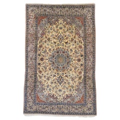 Retro Persian Nain Rug with Art Nouveau Rococo Style