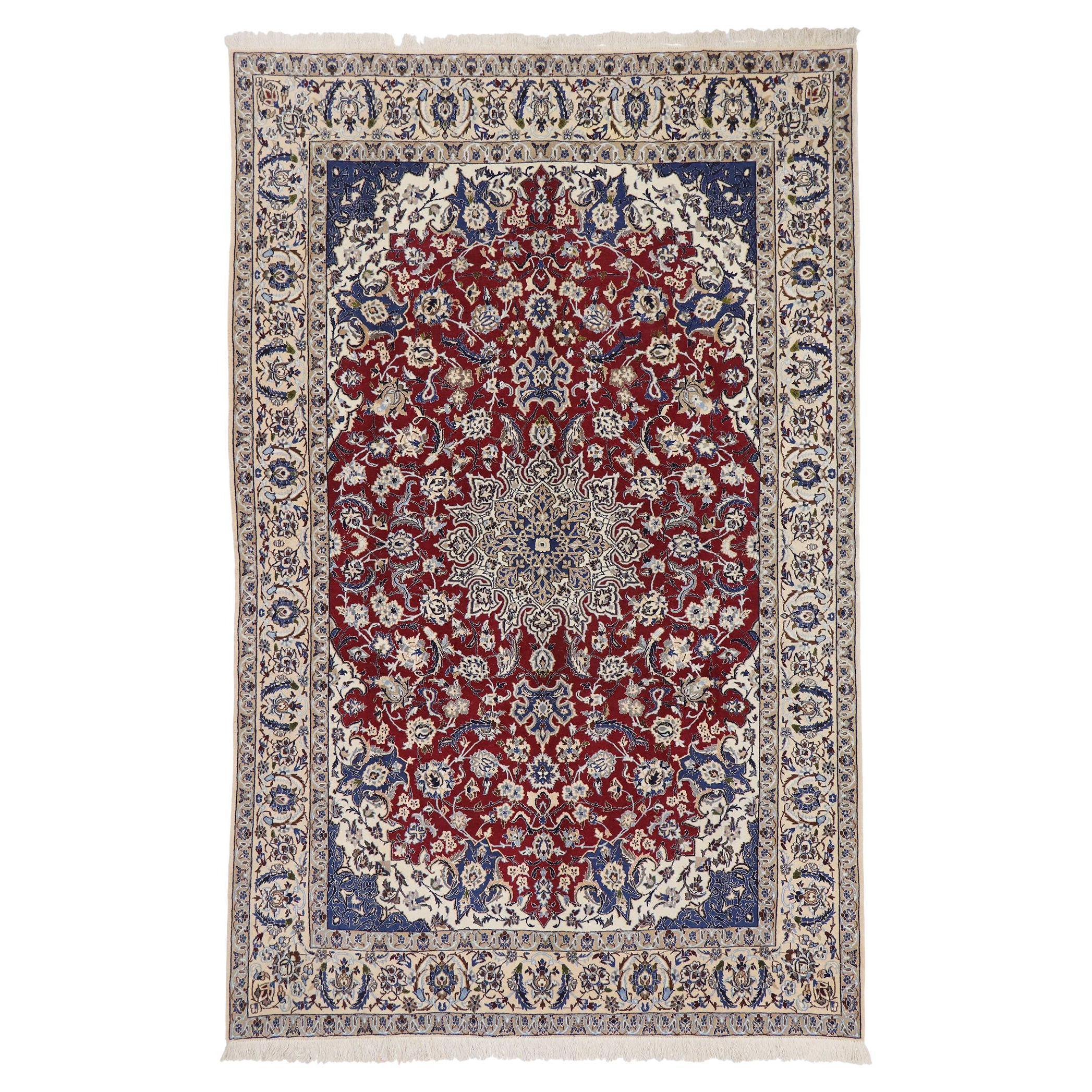 Vintage Persian Nain Rug with Traditional Style For Sale at 1stDibs