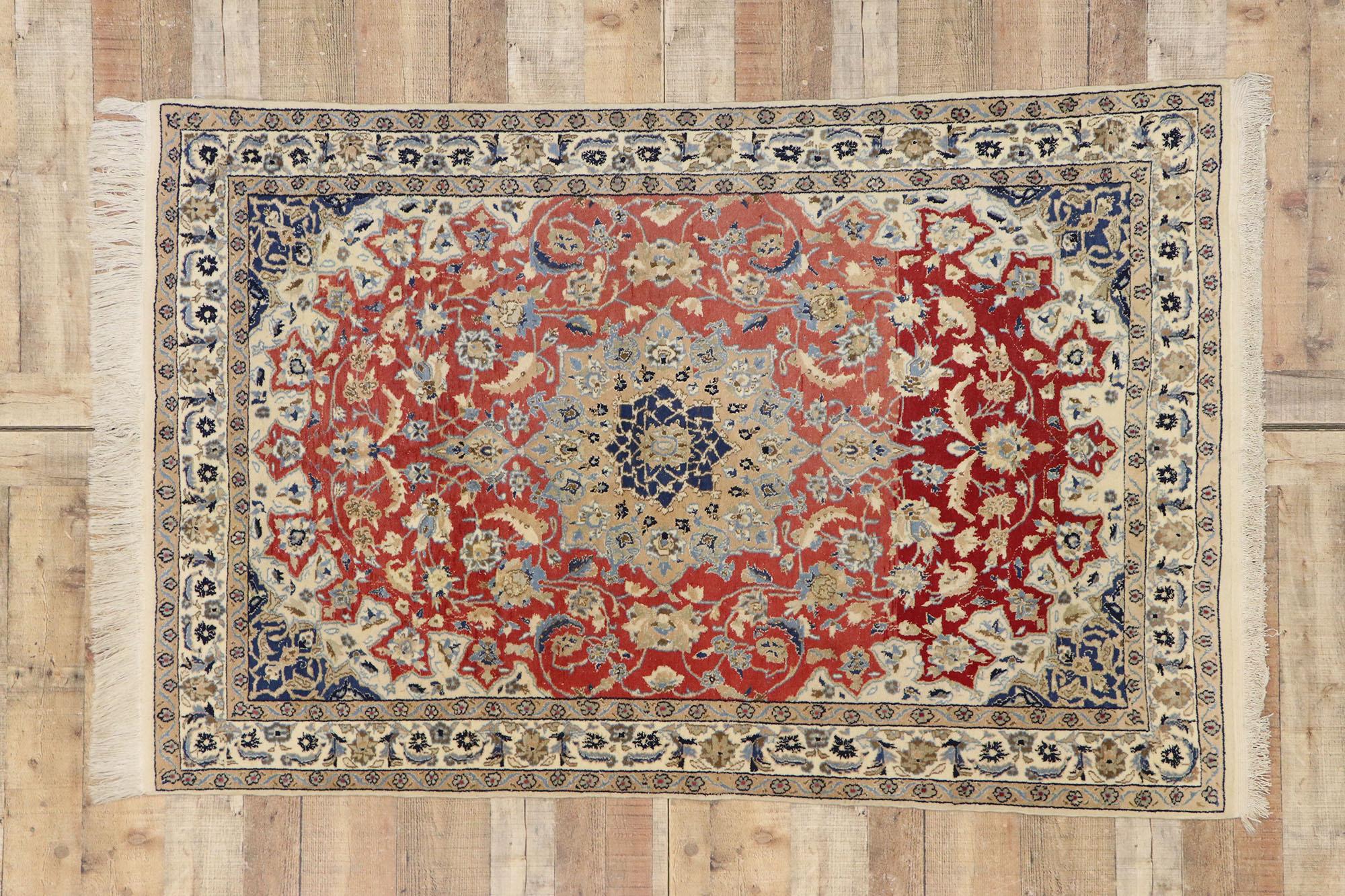 Wool Vintage Persian Nain Rug with New England Cape Cod Federal Style For Sale