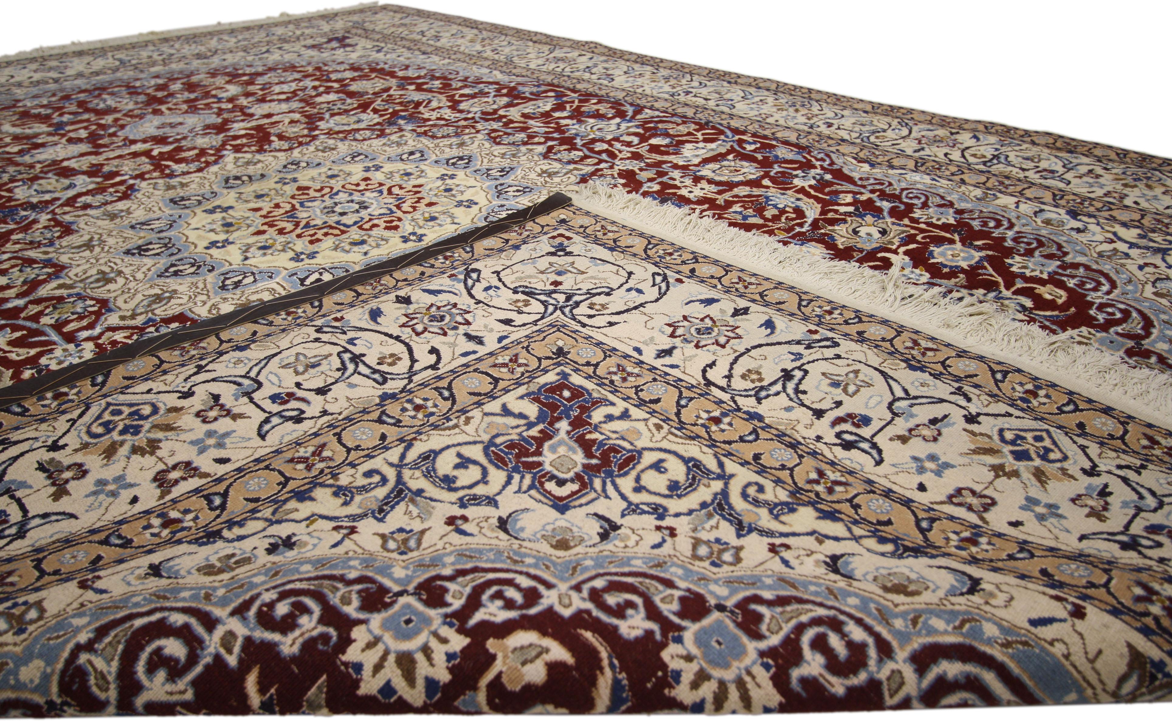 Hand-Knotted Vintage Persian Nain Rug  For Sale